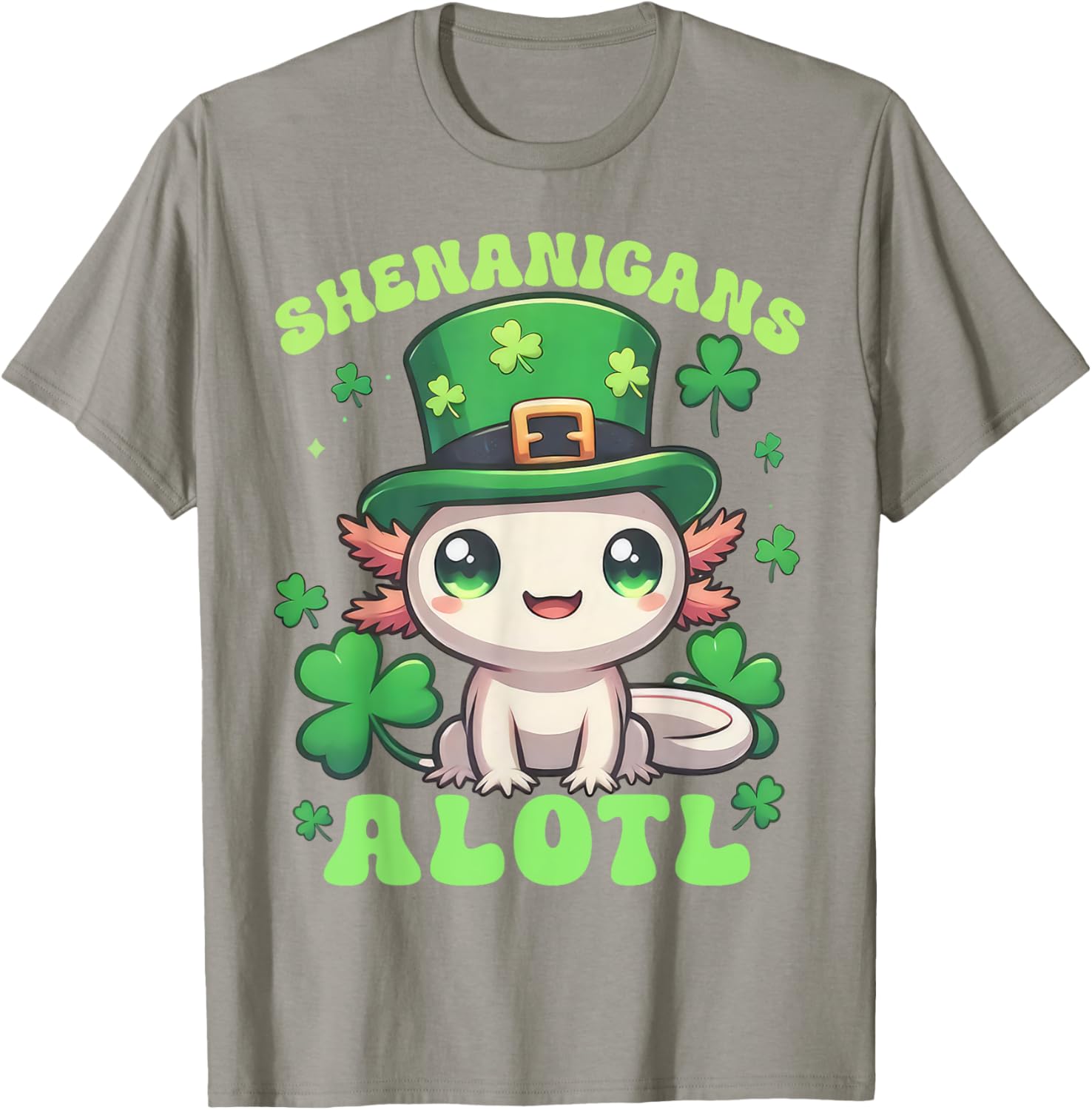 Axolotl St. Patrick's Day Fun T-Shirt for Kids and Adults - 5