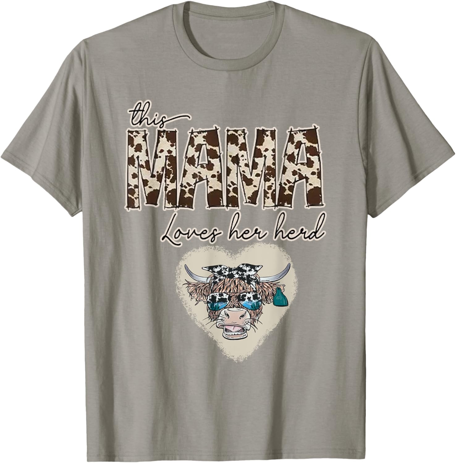 Cute Cow Print Mama Shirt for Farmers, Love Your Herd T-Shirt - 6