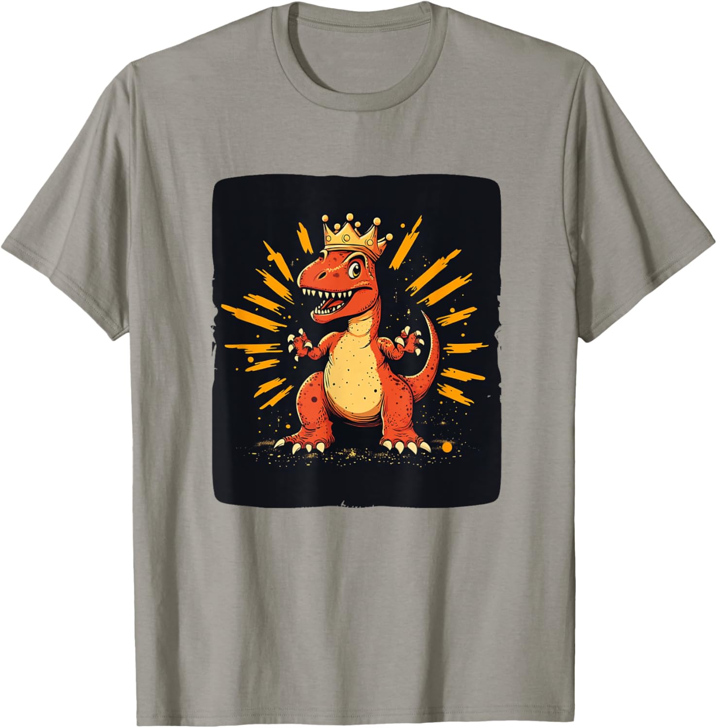 Cool Red Dinosaur Costume T-Shirt with Crown for King Lovers - 1
