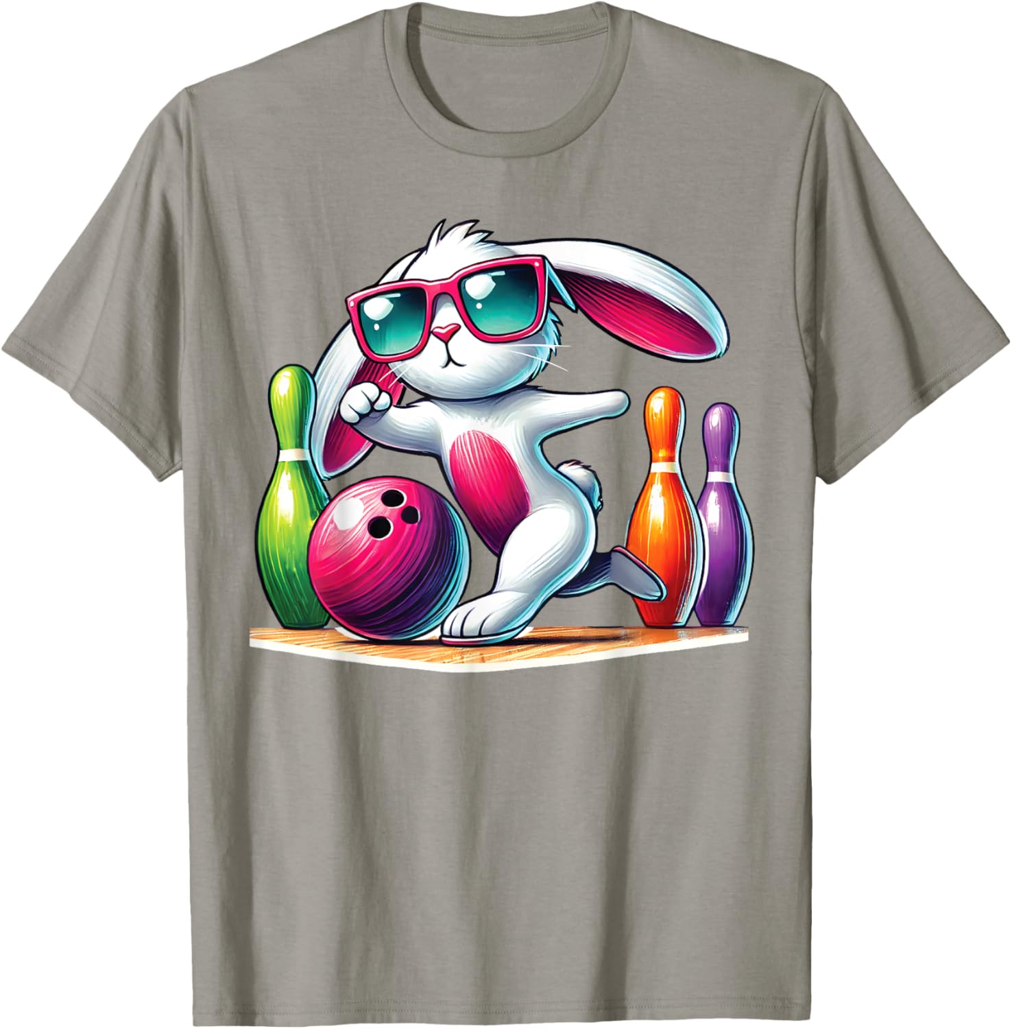 Bunny Ear Easter Bowling T-Shirt for Fun Egg Hunt Celebrations - 28