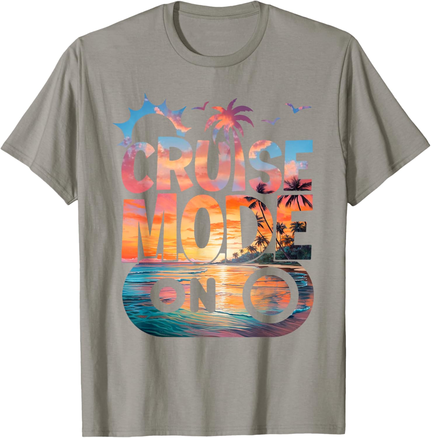 Cruise Mode On Tropical Sunset Family T-Shirt for Fun Vacation Vibes - 6