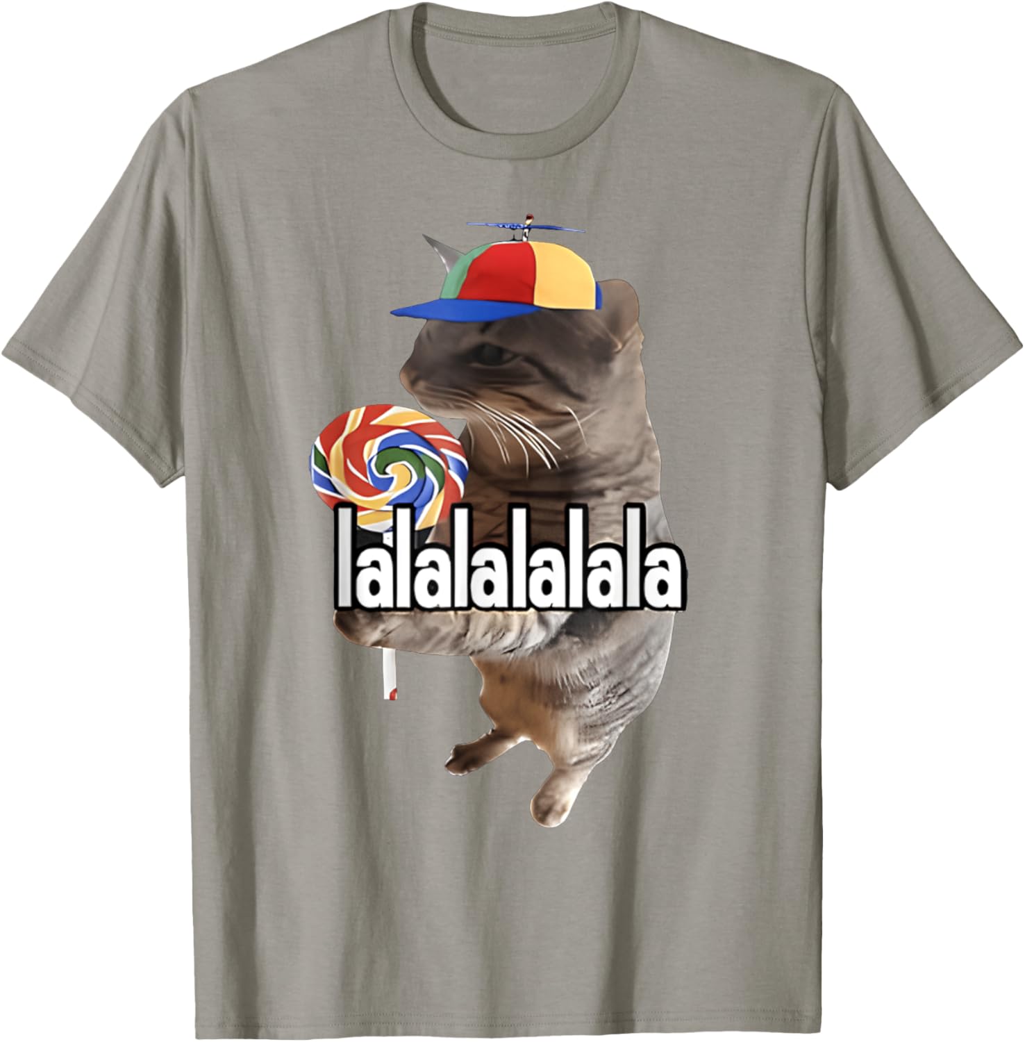 Silly Cat with Lollipop Funny Meme T-Shirt for Men, Women, Kids - 18