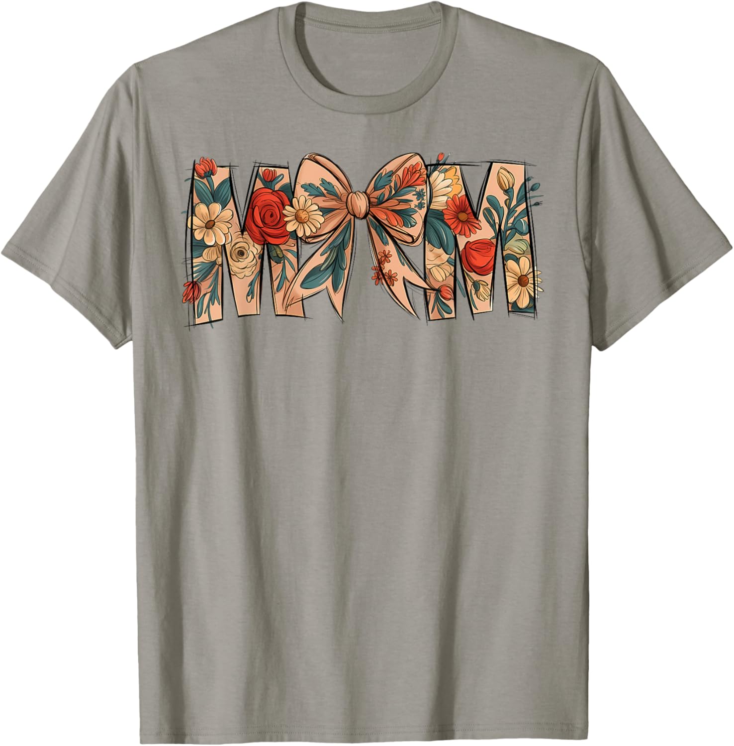 Charming Floral Coquette Bow T-Shirt for Moms on Mother's Day - 6