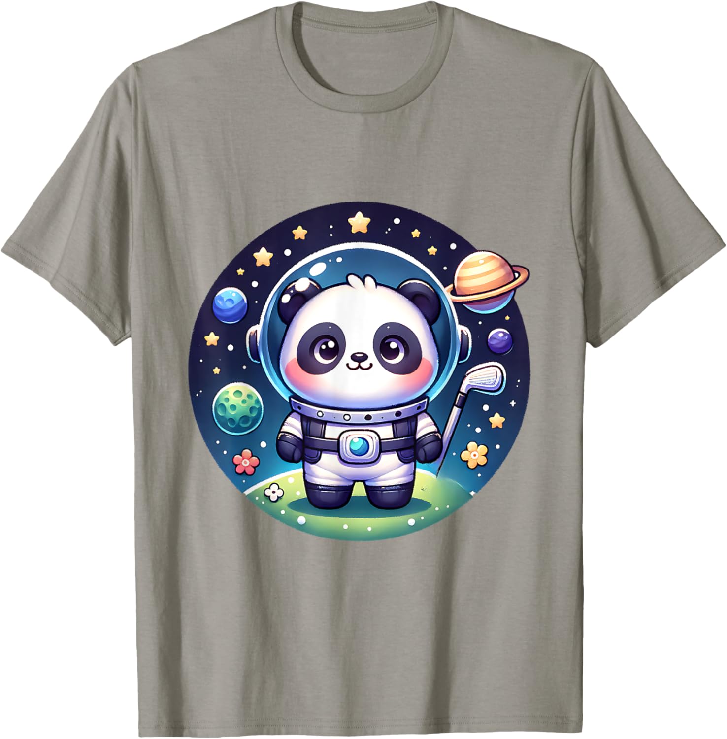 Cosmic Golfer Panda Bear Astronaut T-Shirt for Golf Lovers - 15