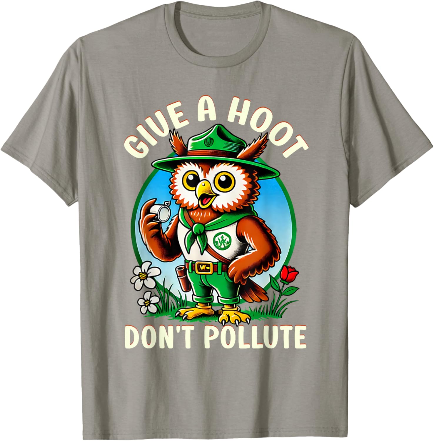 Retro Vintage Owl T-Shirt - Eco-Friendly Give A Hoot Don’t Pollute - 2