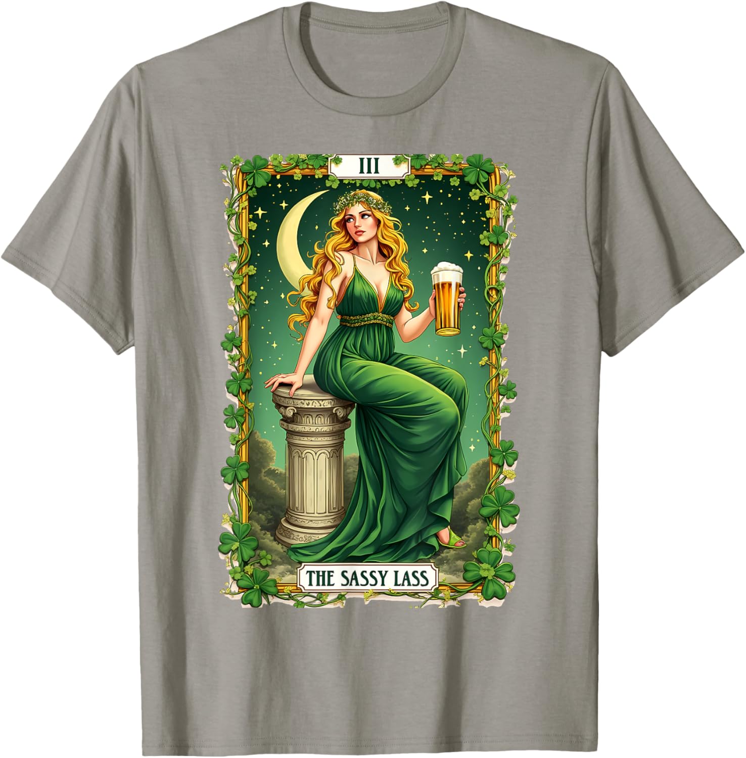Sassy Lass St Patricks Day Elegant Tarot Card T-Shirt for Women - 1