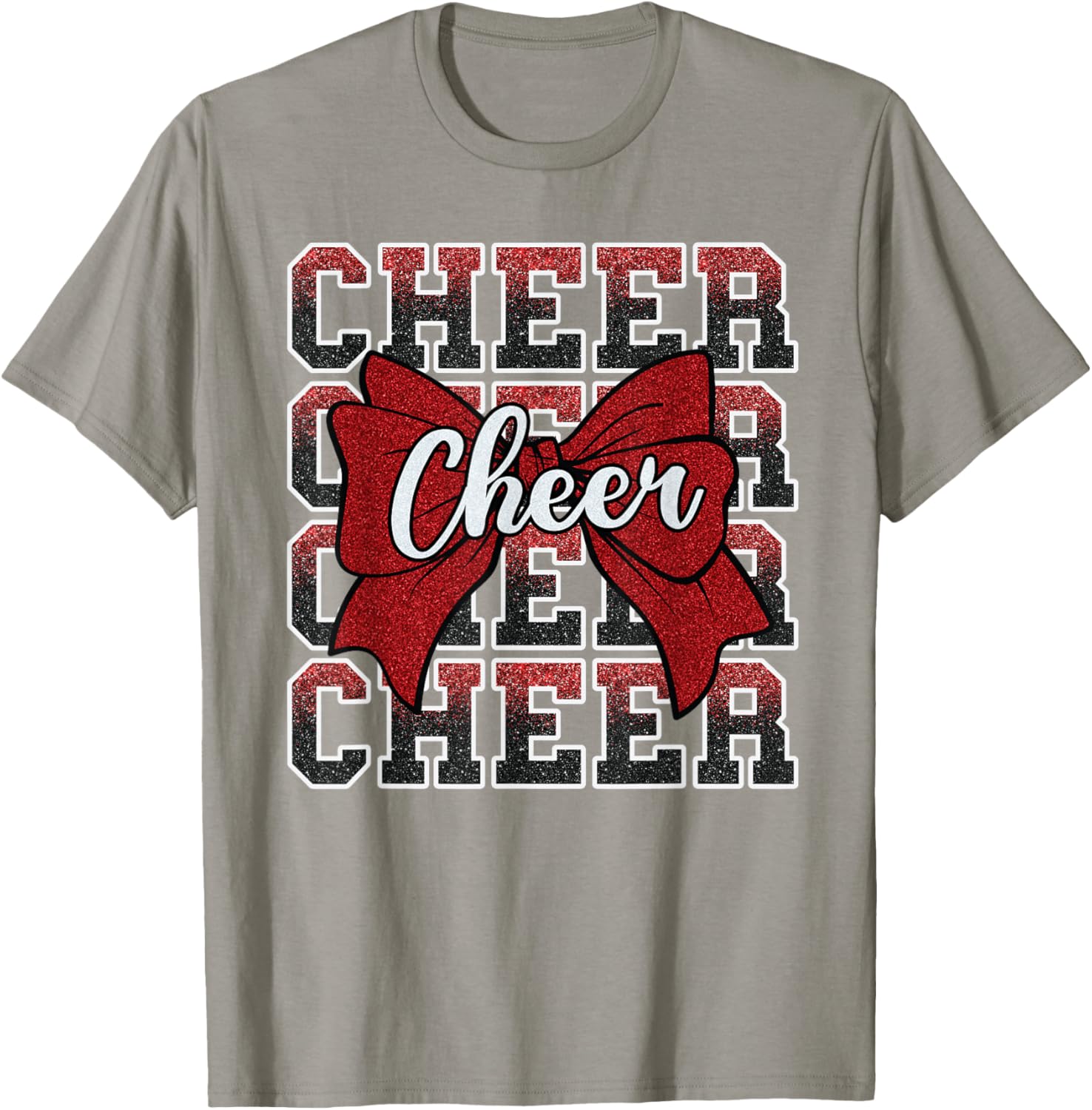 Coquette Cheer Bow Funny Sport Cheerleader Red T-Shirt for Cheer Fans - 23