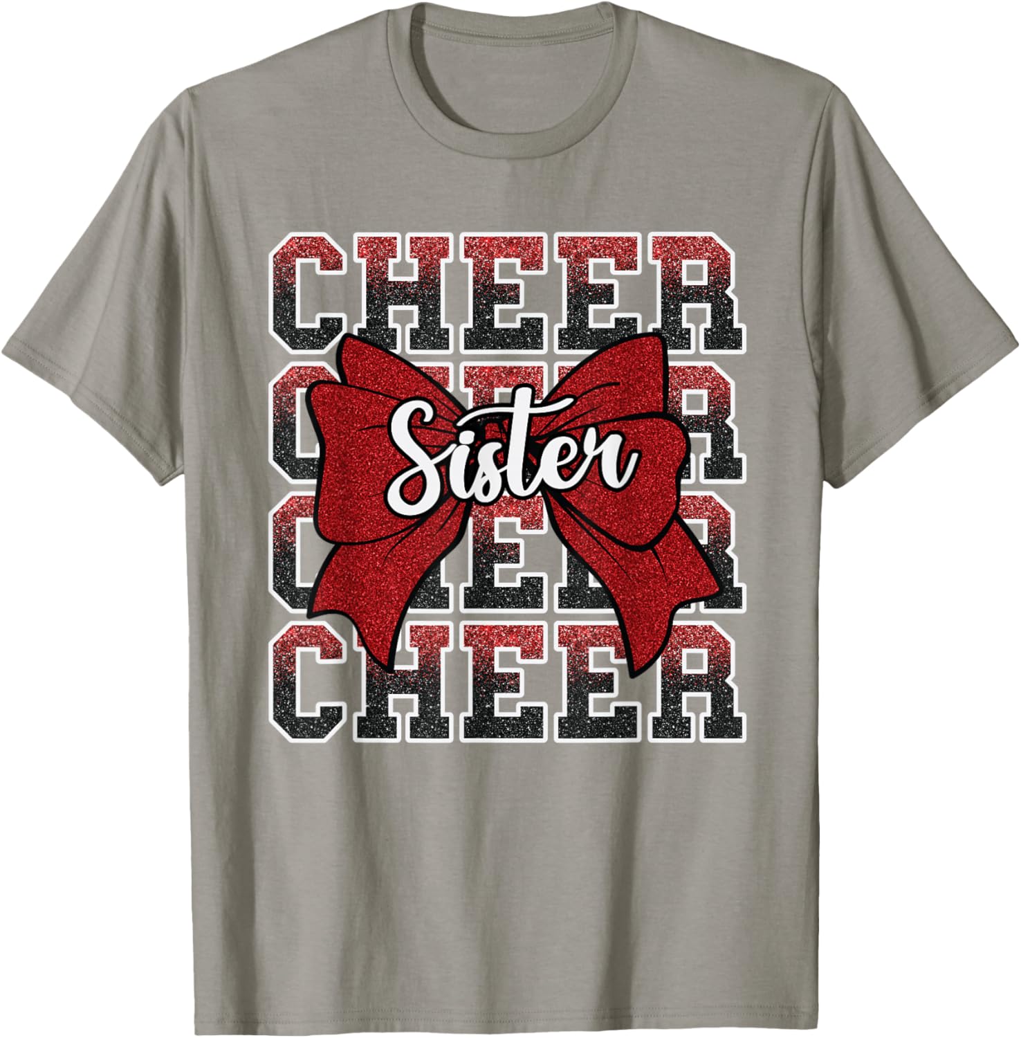Coquette Cheer Sister Bow Red T-Shirt for Sport Cheerleaders - 21