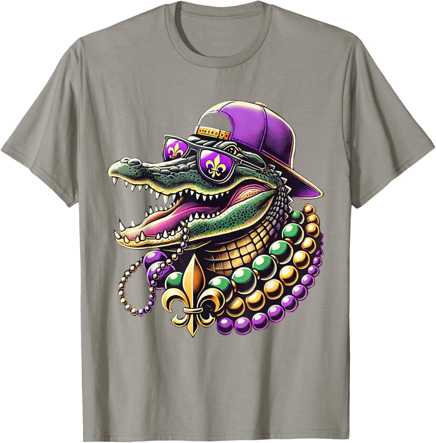 Unisex Mardi Gras T-Shirt - Cartoon Pattern Black Short Sleeve Tee - 22