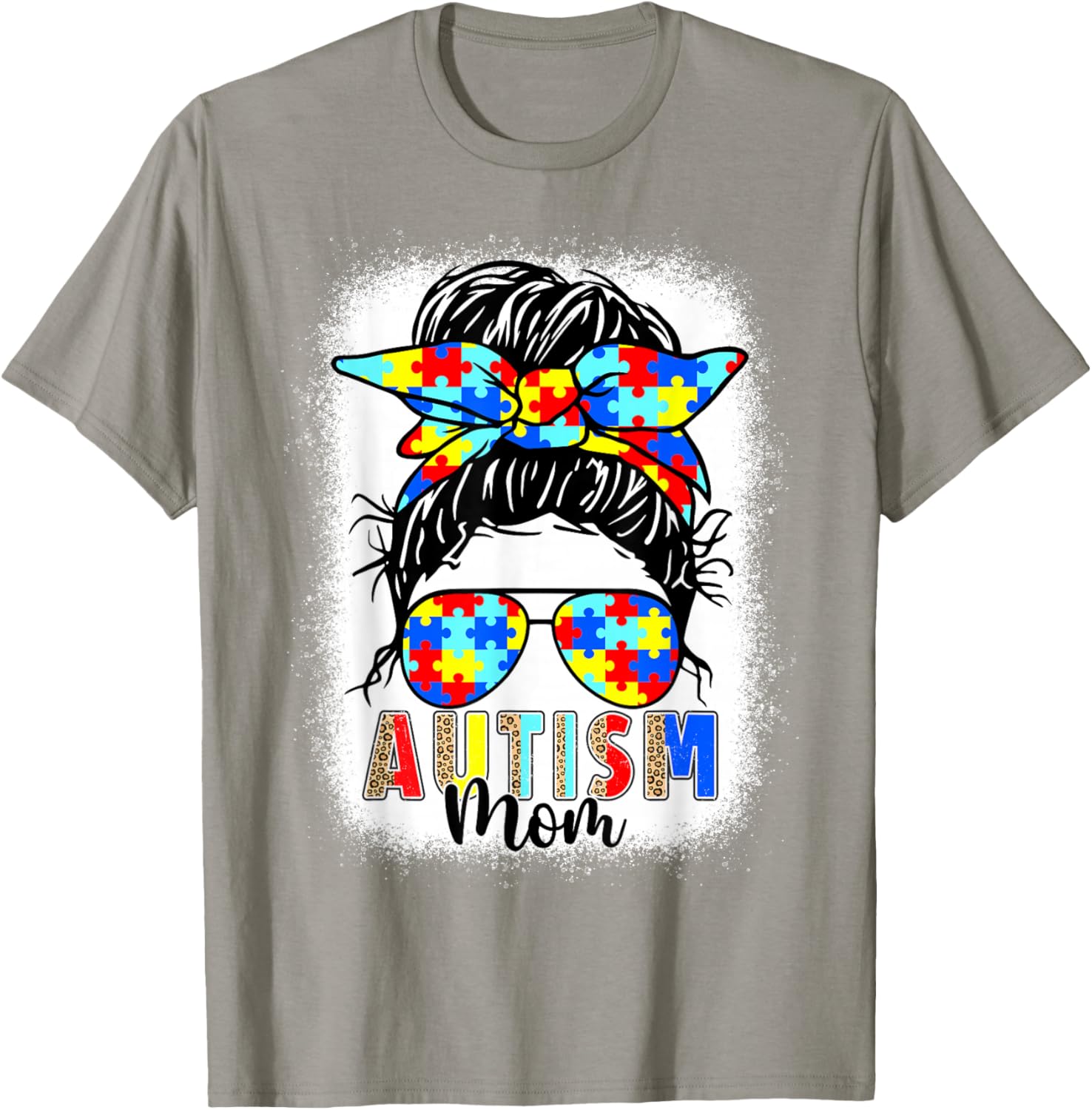 Autism Mom Life Messy Bun T-Shirt Perfect for Mother's Day Gift - 5