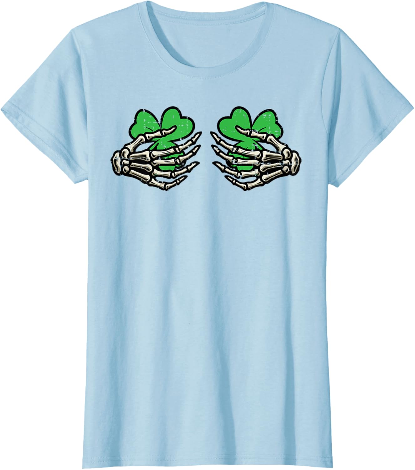 St Patricks Day Skeleton Hand Clover T-Shirt for Women - Fun Saint Patty's Style - 9