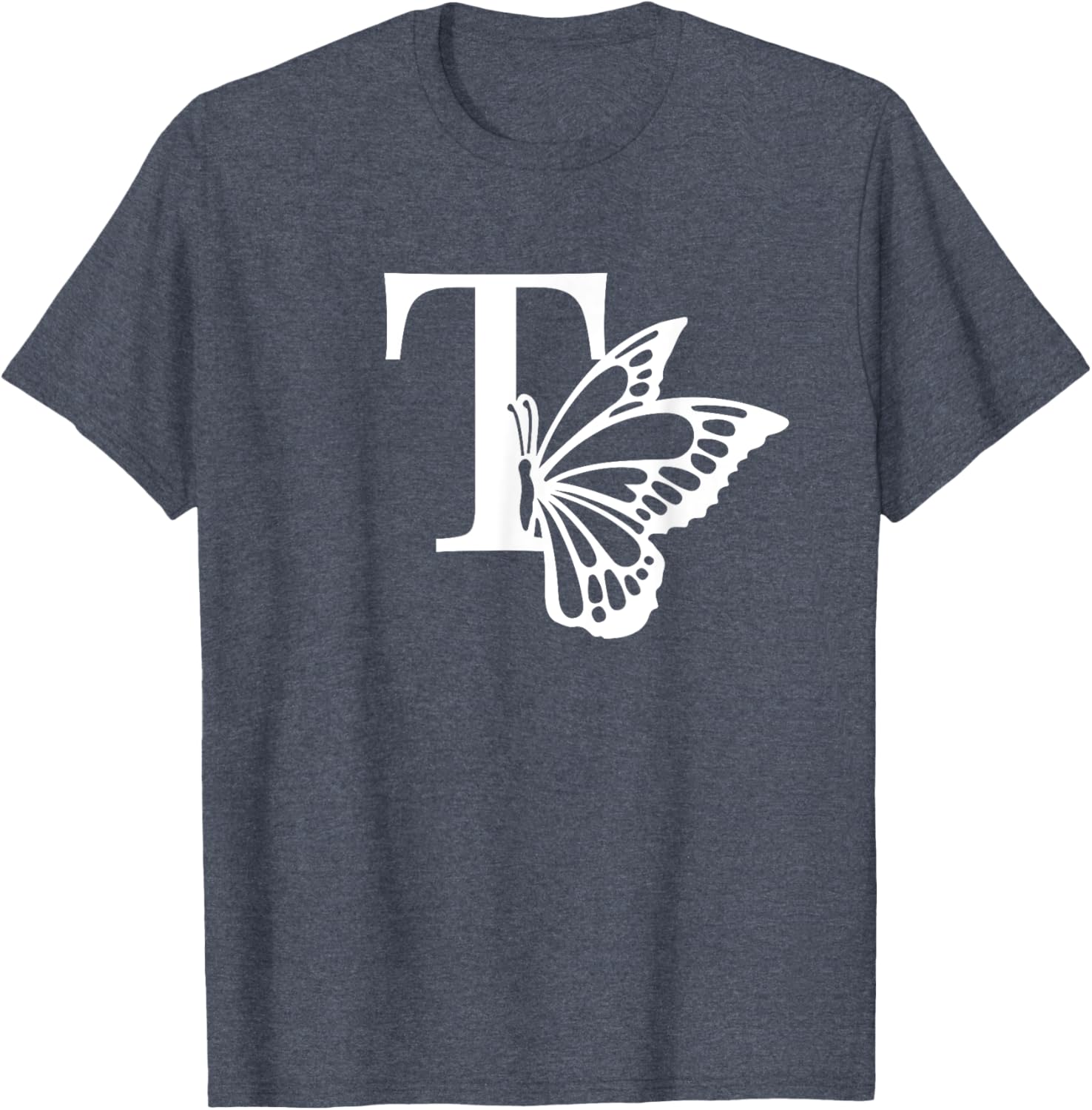 Butterfly Monogram Initial T T-Shirt Stylish Alphabet Tee for Women - 3