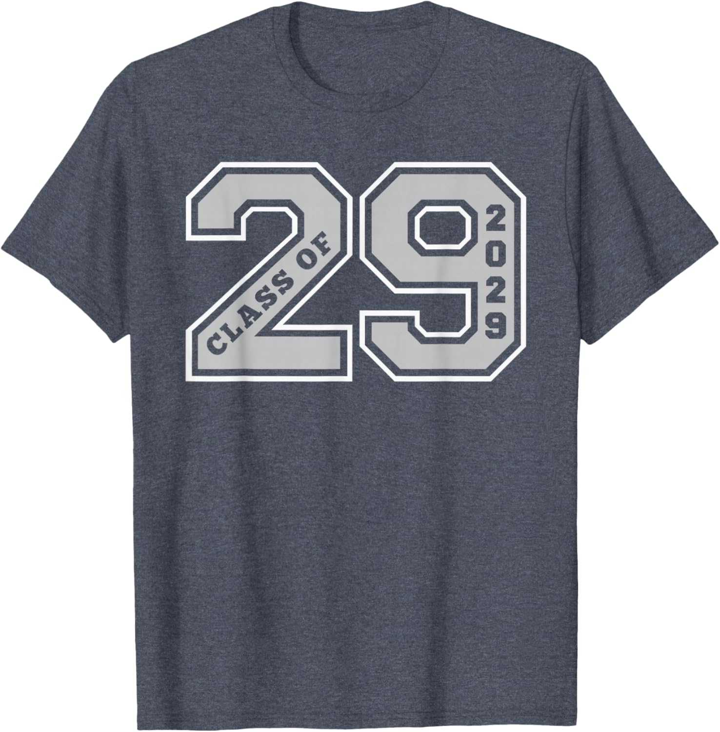 Class of 2029 Grey Letterman Style Grad Gift T-Shirt for Celebrations - 1