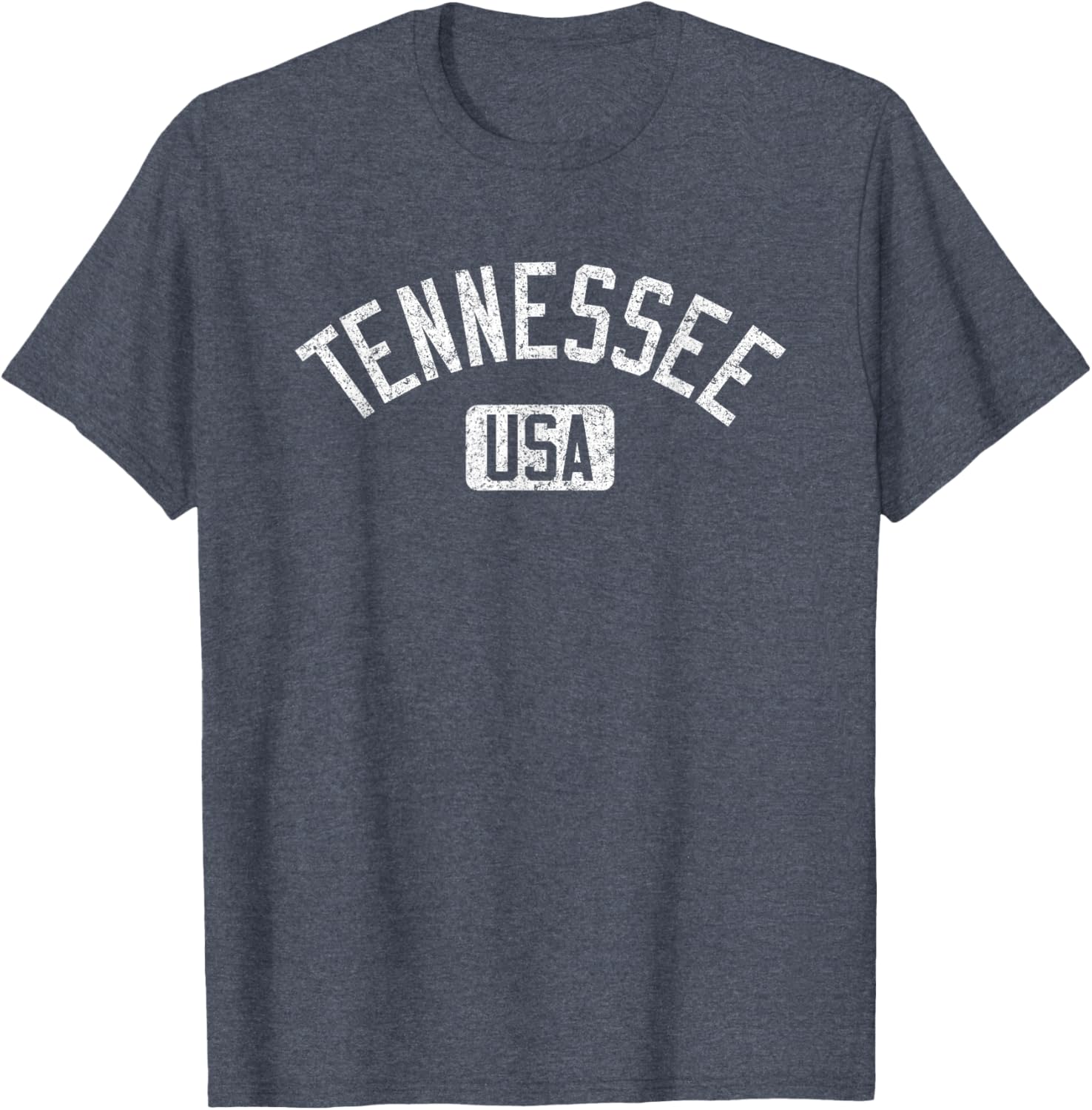 Tennessee Arched Text Distressed White Print T-Shirt for Casual Style - 12