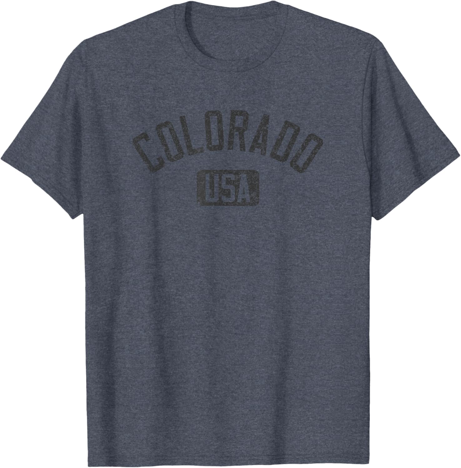 Colorado USA Arched Distressed Black Print T-Shirt for Casual Style - 19