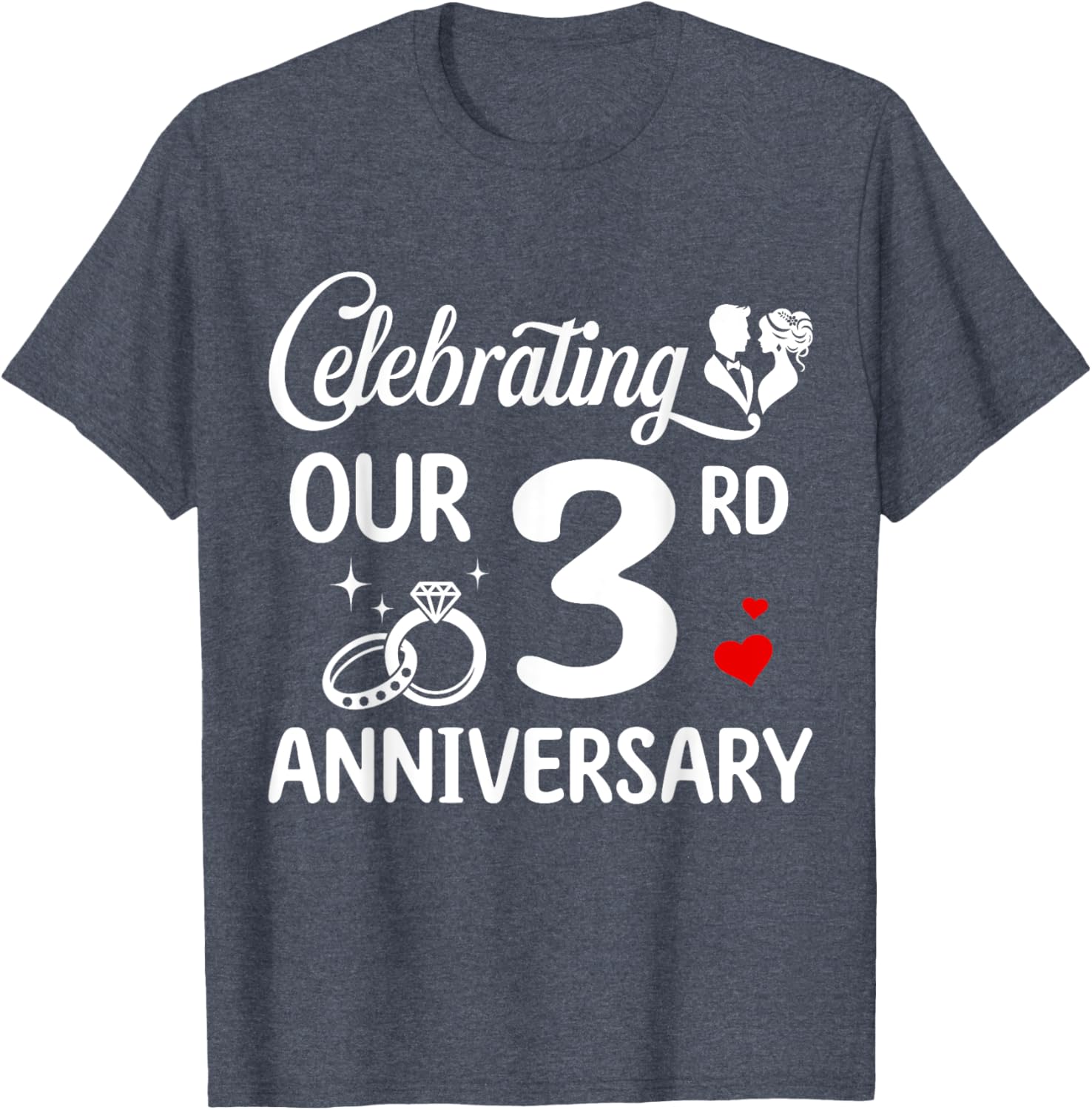 3rd Wedding Anniversary T-Shirt for Couples Celebrating 3 Years of Love - 17