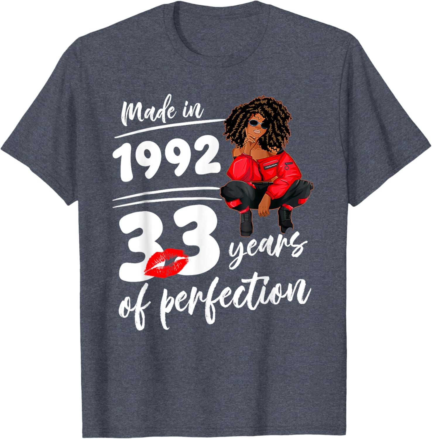 Birthday T-Shirt for Melanin Women - Made in 1992, 33 Years of Perfection - 4
