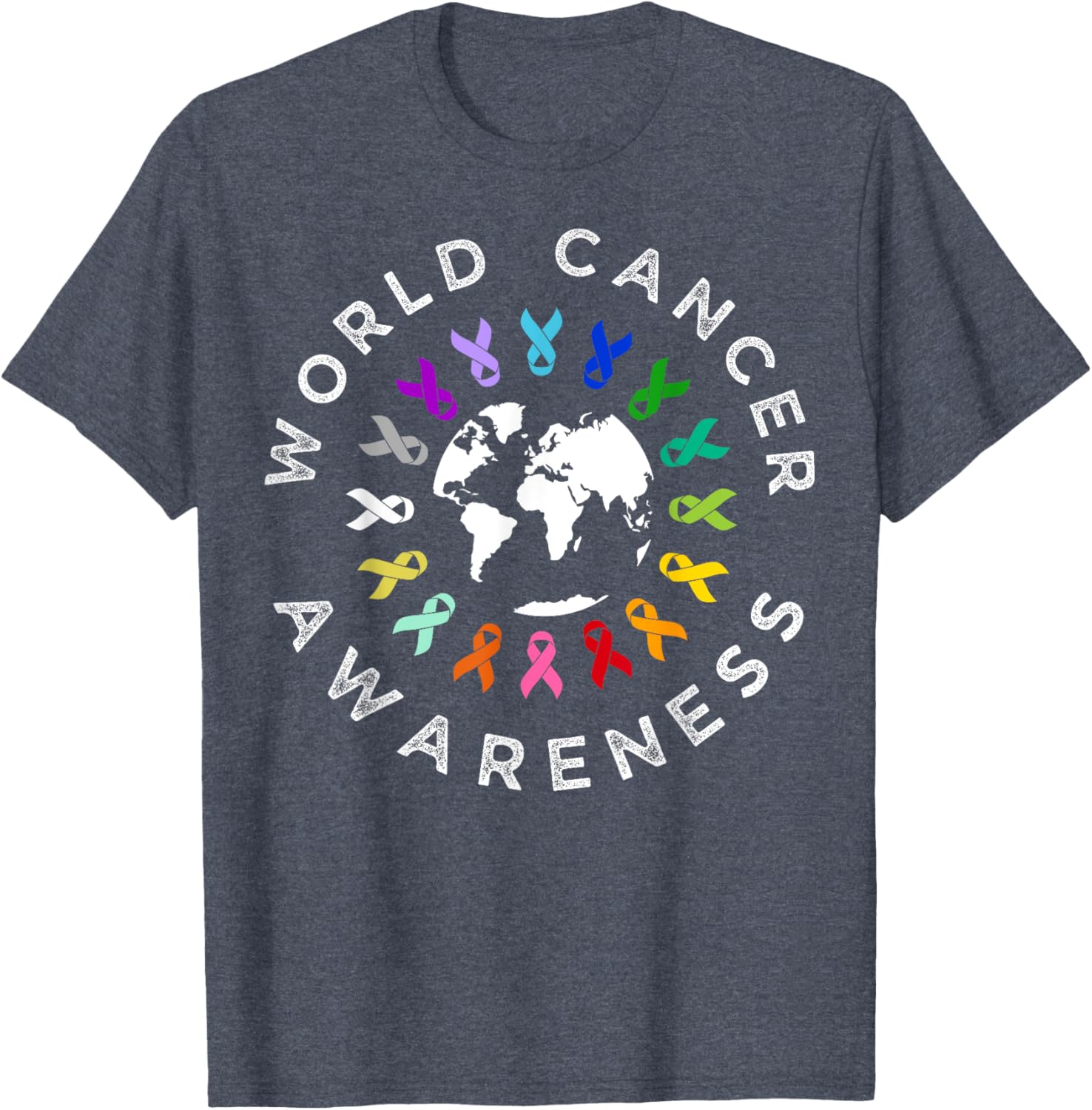 World Cancer Day Awareness Multi-Color Ribbon T-Shirt for Supporters - 8