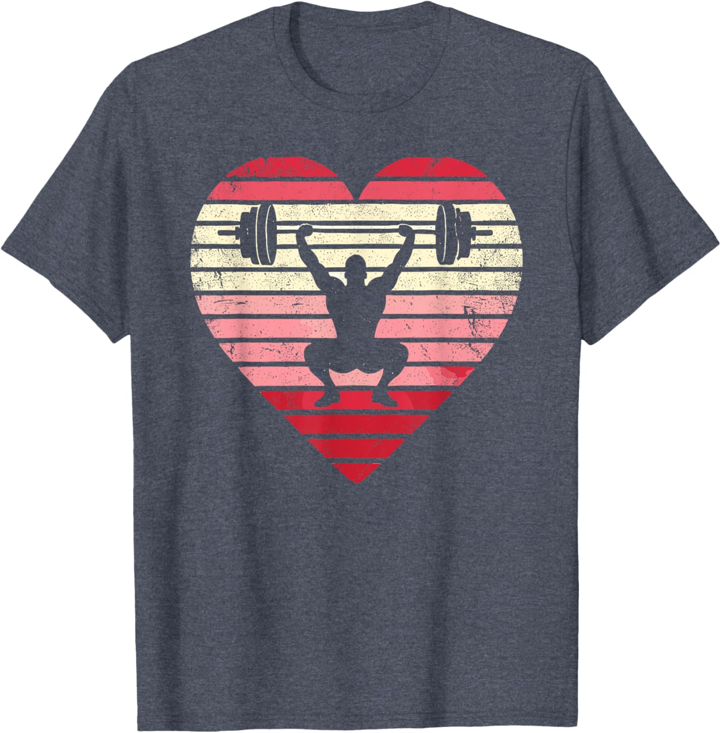 Vintage Retro Heart Weightlifting Gym T-Shirt for Men Fitness Enthusiasts - 8