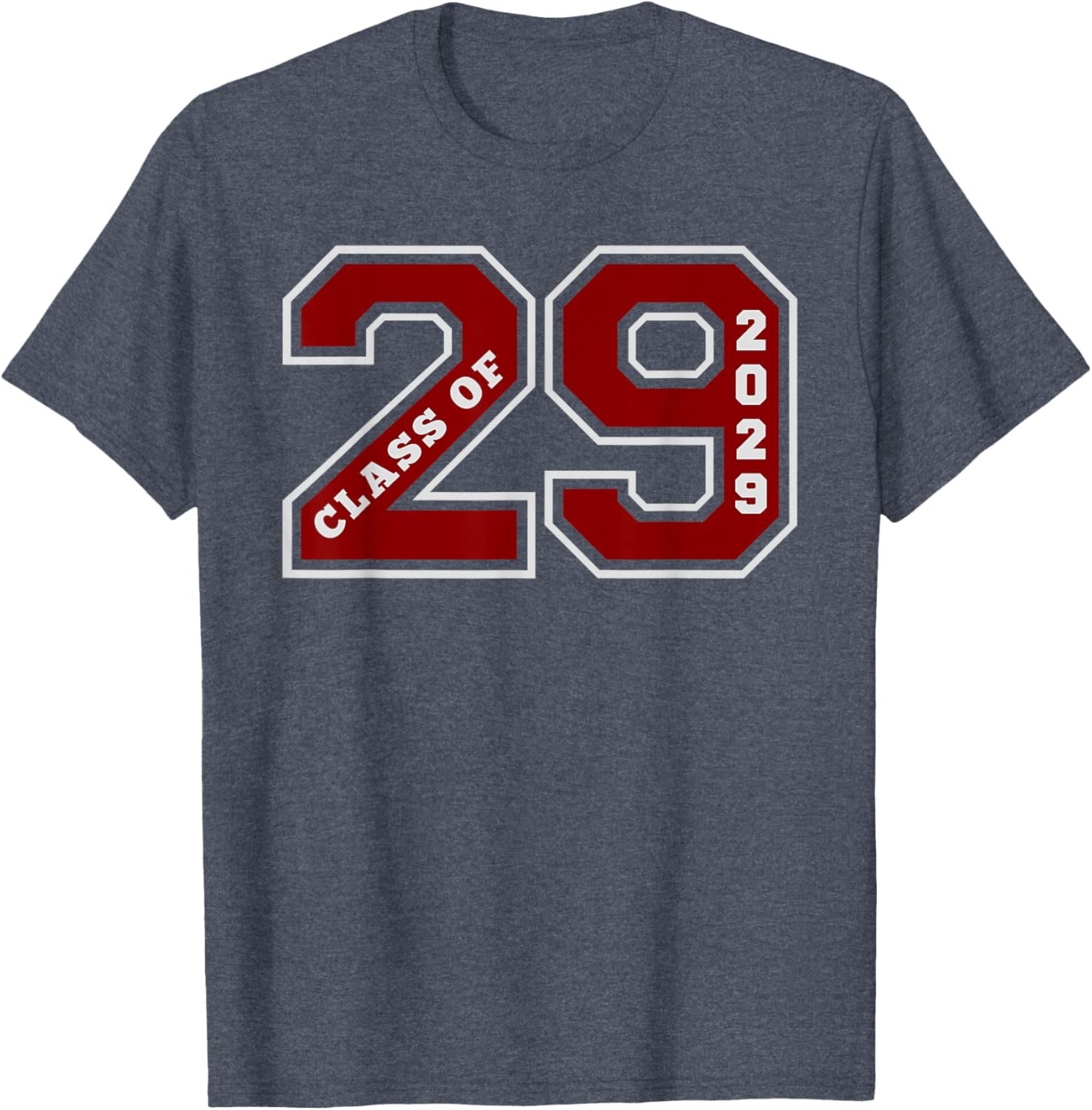 Class of 2029 Maroon Letterman Style Grad T-Shirt for Future Graduates - 7