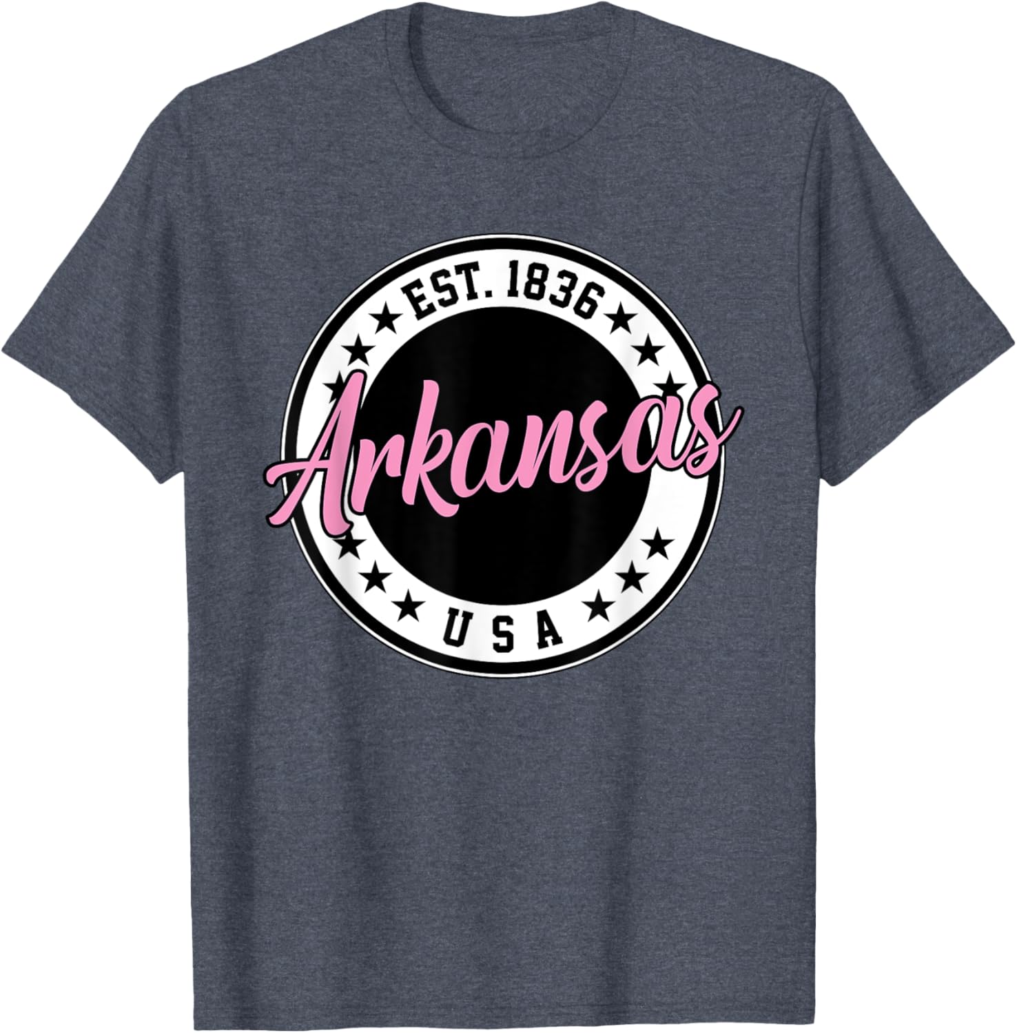 Arkansas Script Circle Pink Text T-Shirt for Stylish Comfort - 20