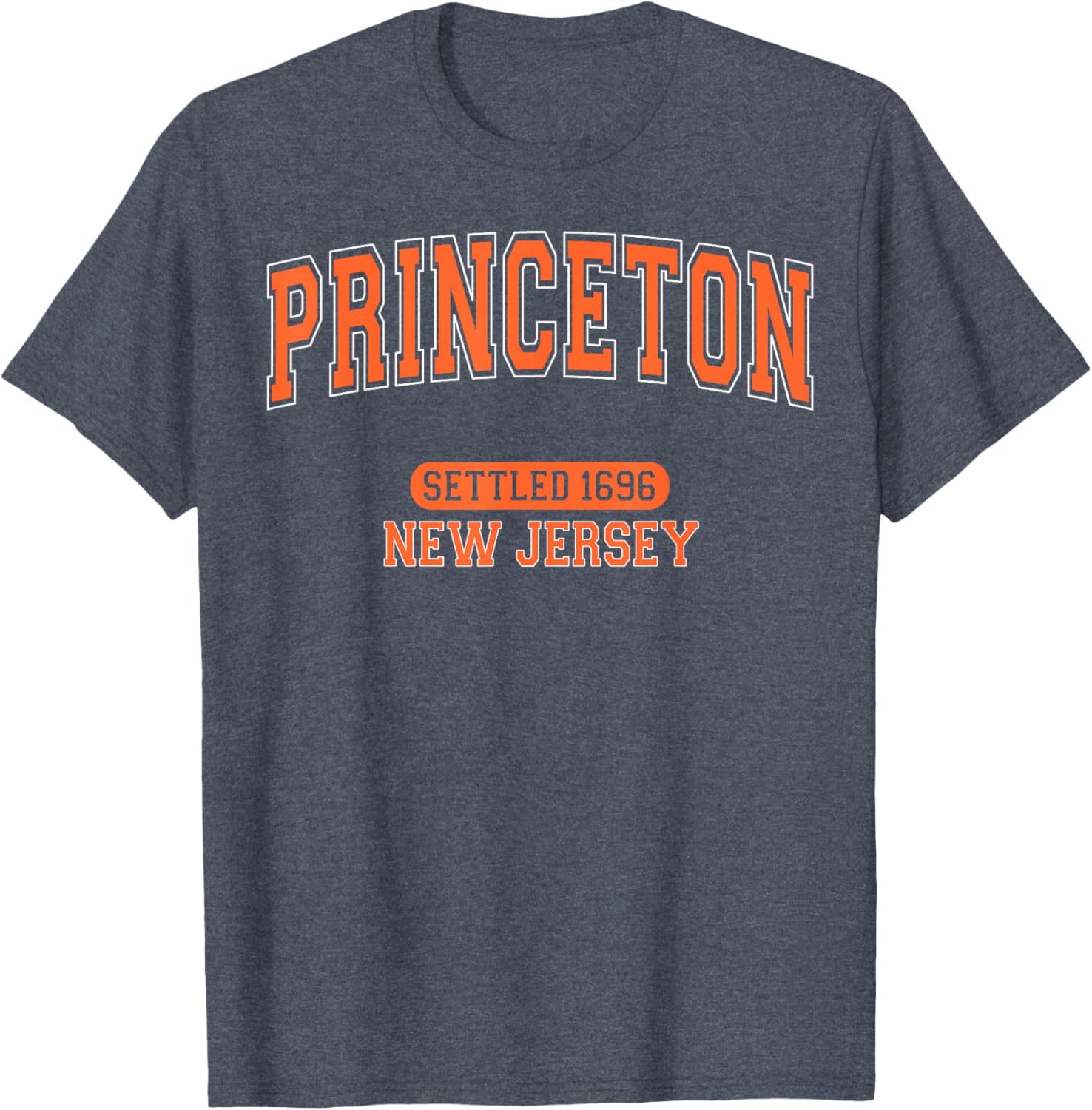 Vintage Arched Orange T-Shirt Celebrating Princeton New Jersey 1696 - 15