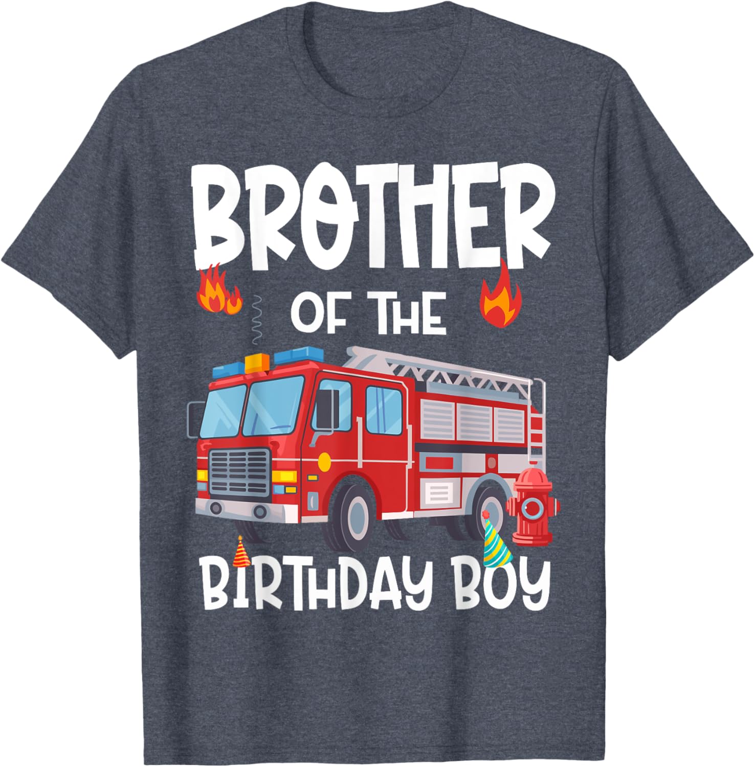 Brother of the Birthday Boy Fire Truck T-Shirt for Fun Celebrations - 6