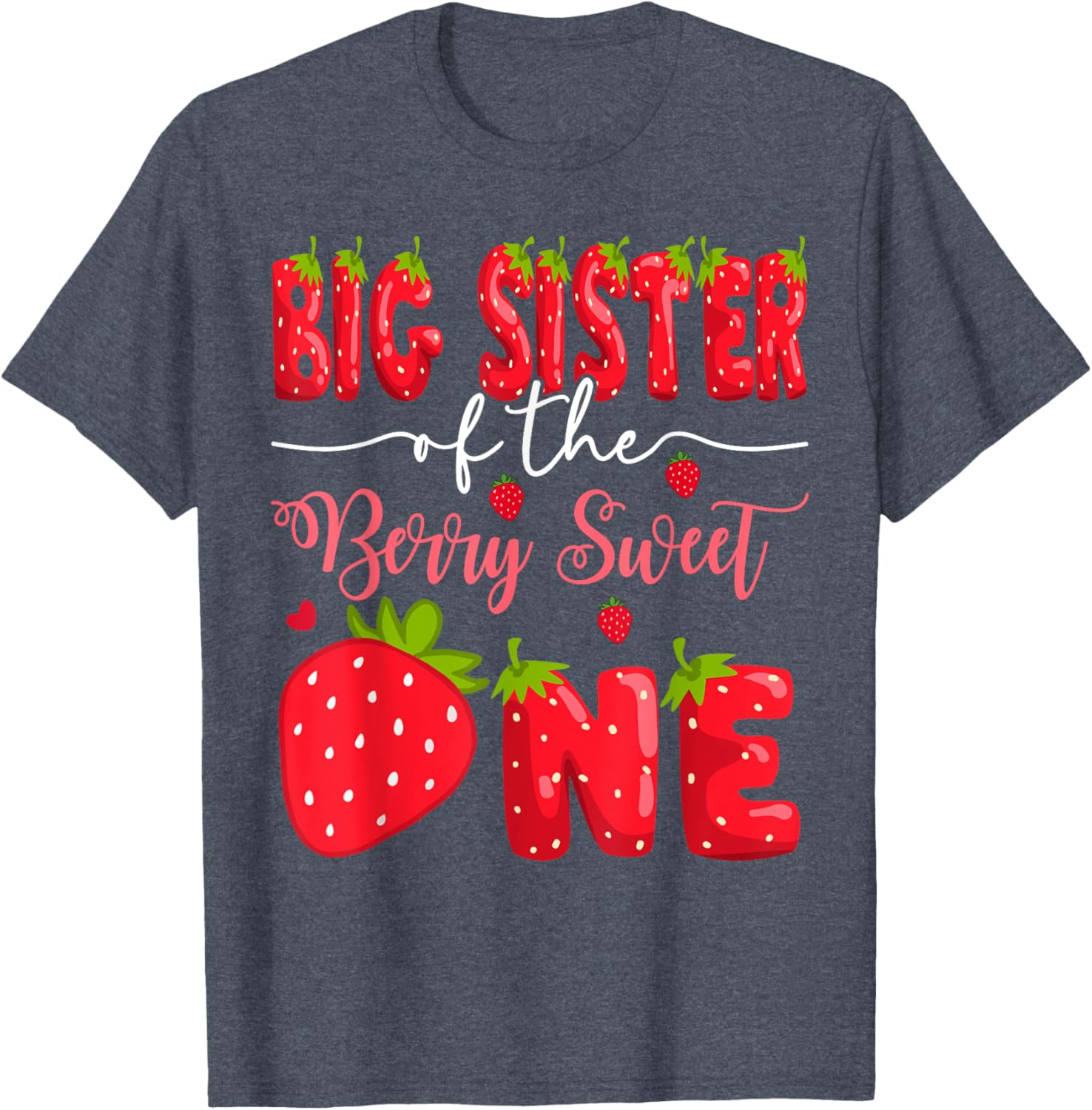 Big Sister Strawberry T-Shirt for 1st Birthday Celebration - Cute Design - 5