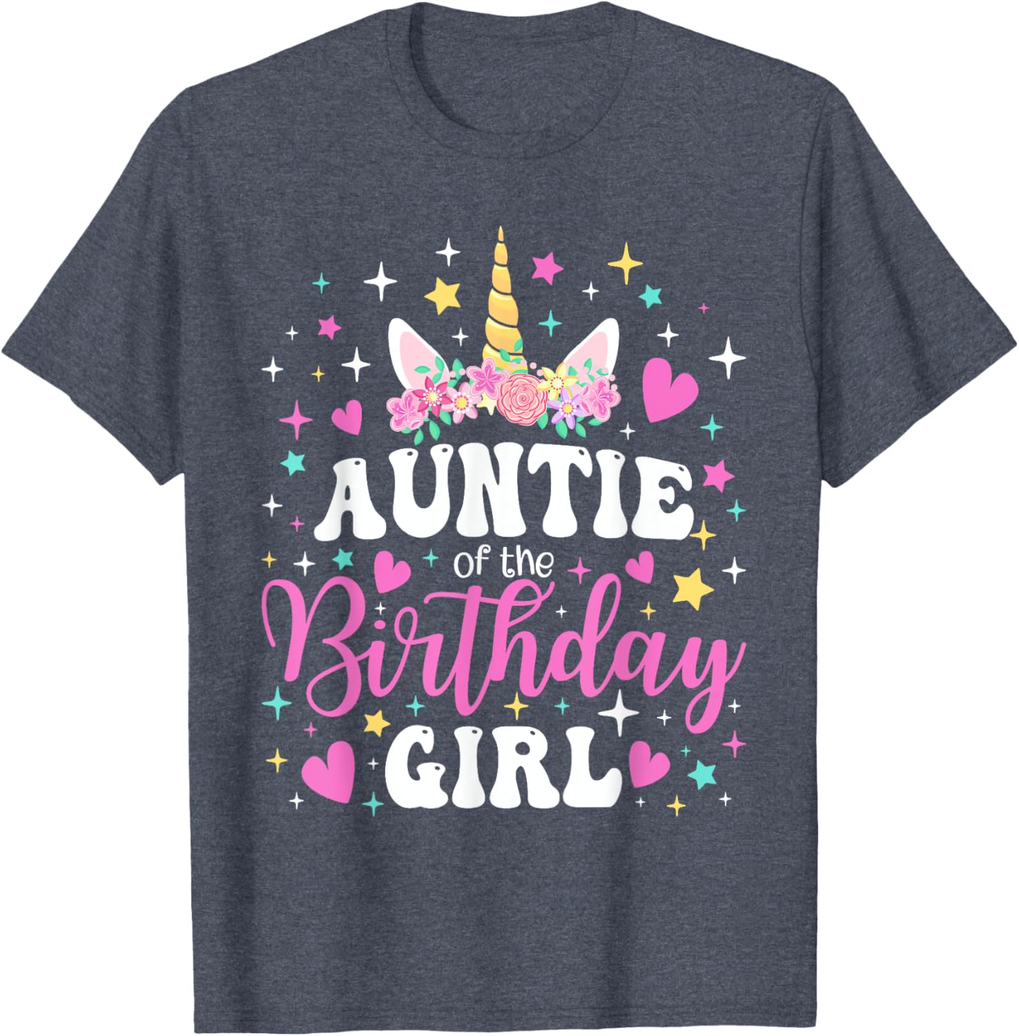 Unicorn Auntie Birthday Matching T-Shirt for Family Celebration Fun - 15