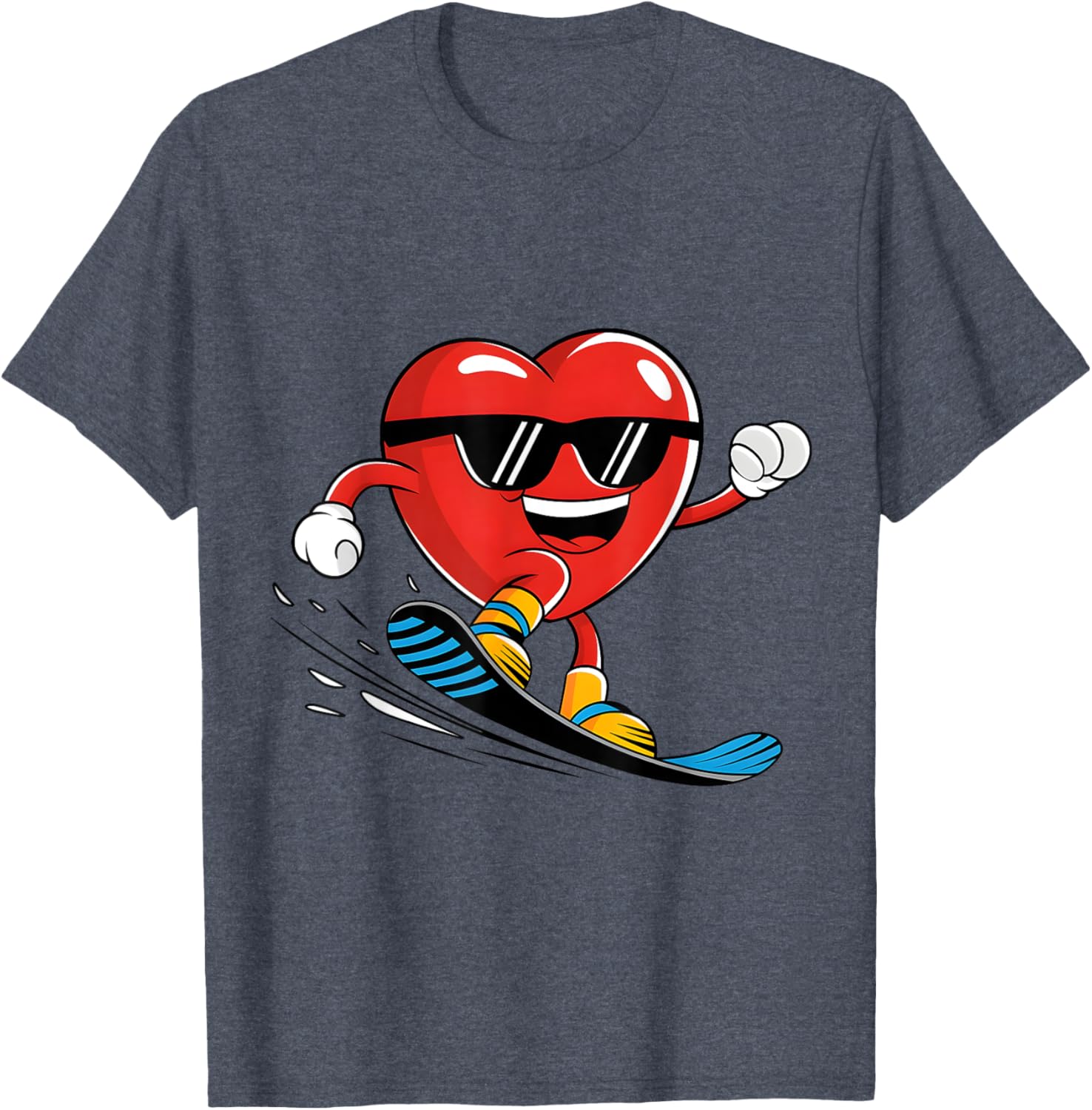 Snowboard Heart Valentine's Day T-Shirt for Boys and Girls Fun Gift - 18