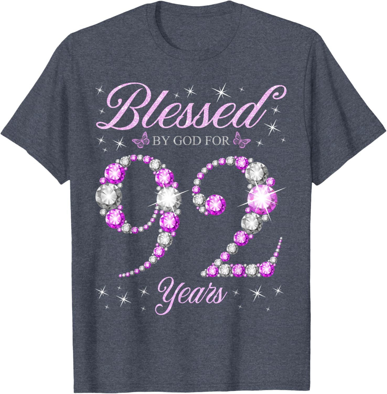 Blessed By God 92 Years Old Birthday Party T-Shirt for 92nd Celebration - 8