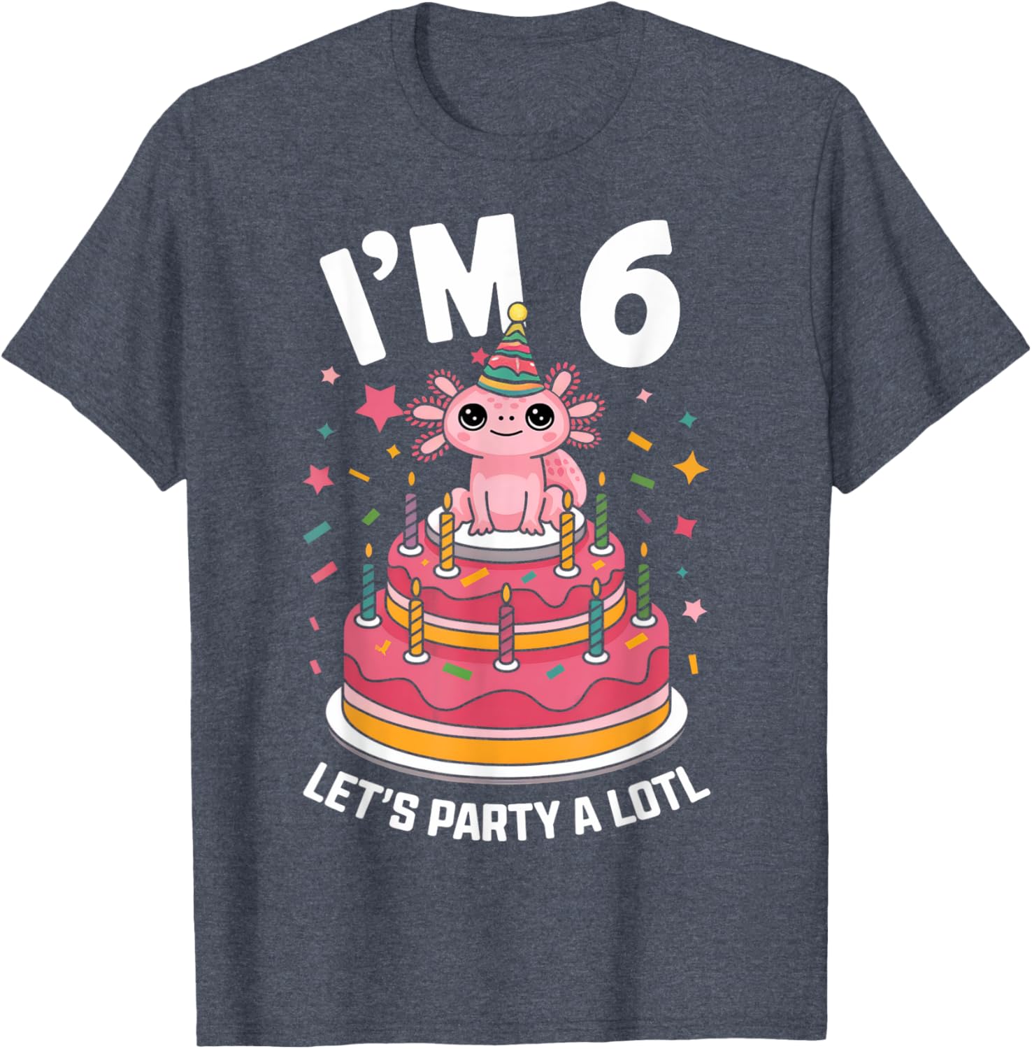 Cute Axolotl 6th Birthday T-Shirt for Kids Fun Birthday Party Outfit - 10