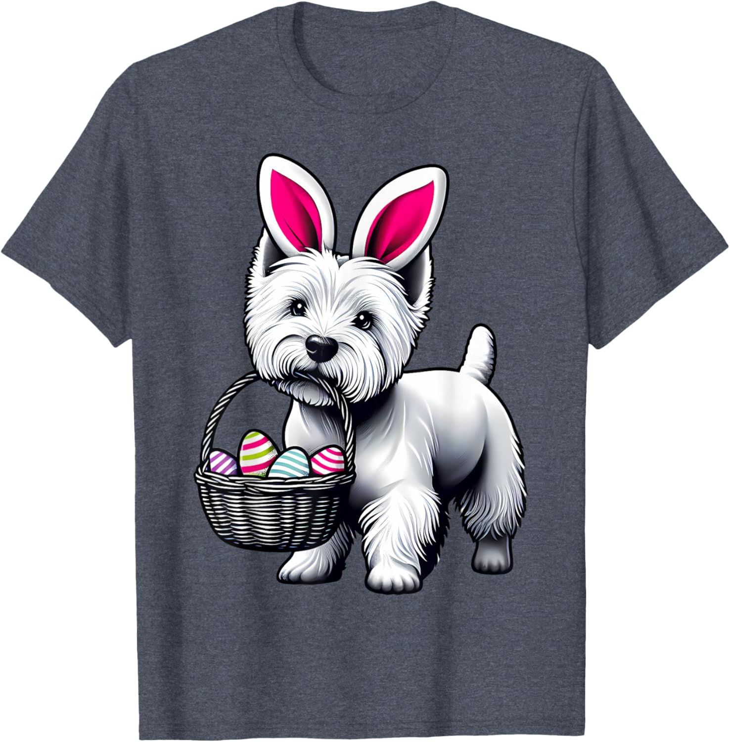 Adorable Bunny Ear West Highland Terrier Easter Eggs T-Shirt for Dogs - 29