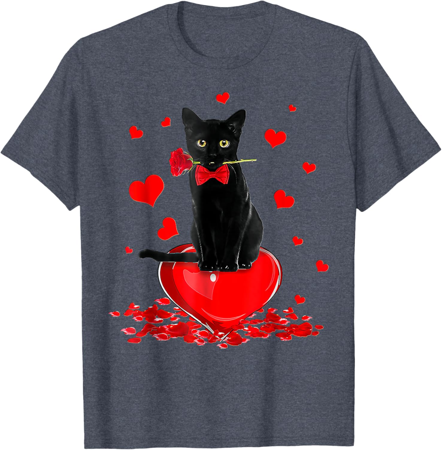 Cute Black Cat Valentine's Day Hearts T-Shirt for Cat Lovers - 18