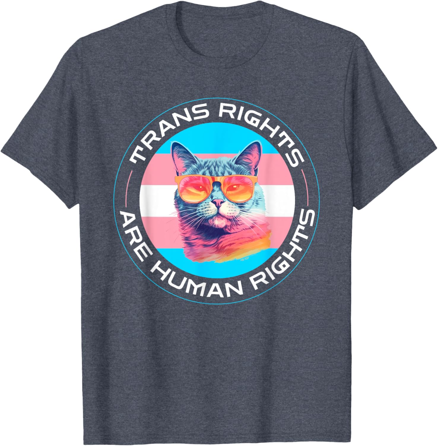 Trans Rights are Human Rights Pride Cat T-Shirt for LGBTQ Supporters - 16