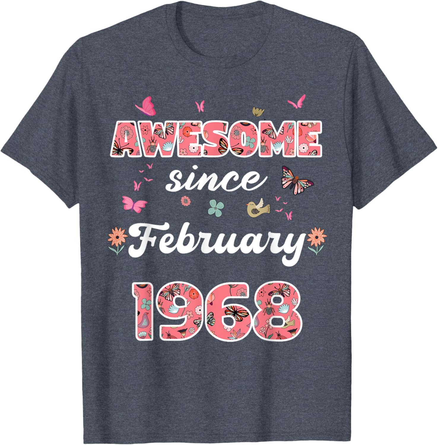 Vintage February 1968 Flowers Birthday T-Shirt for a Special Celebration - 16