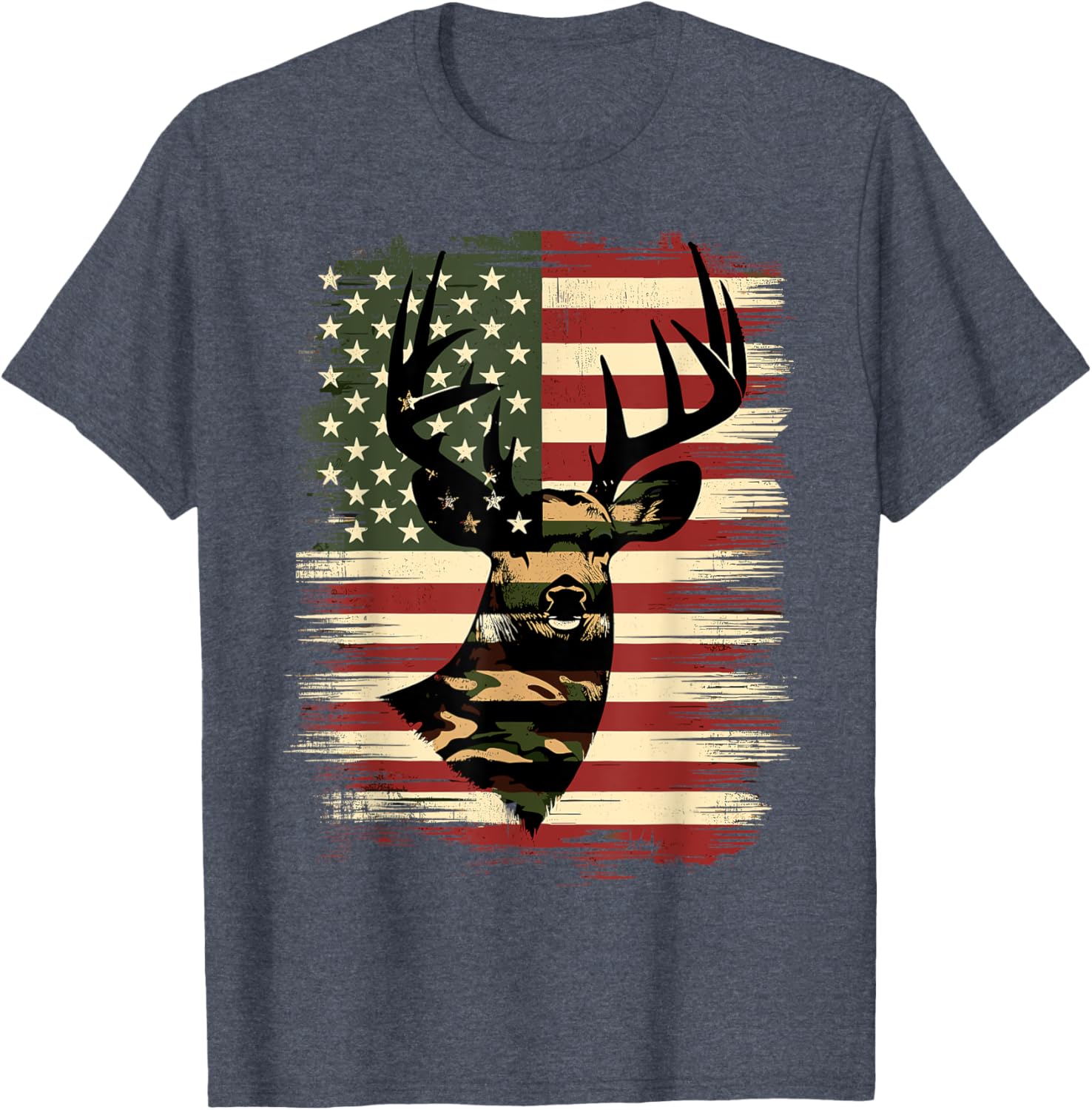 Camo American Flag Deer Hunter T-Shirt for Outdoor Lovers and Adventurers - 6