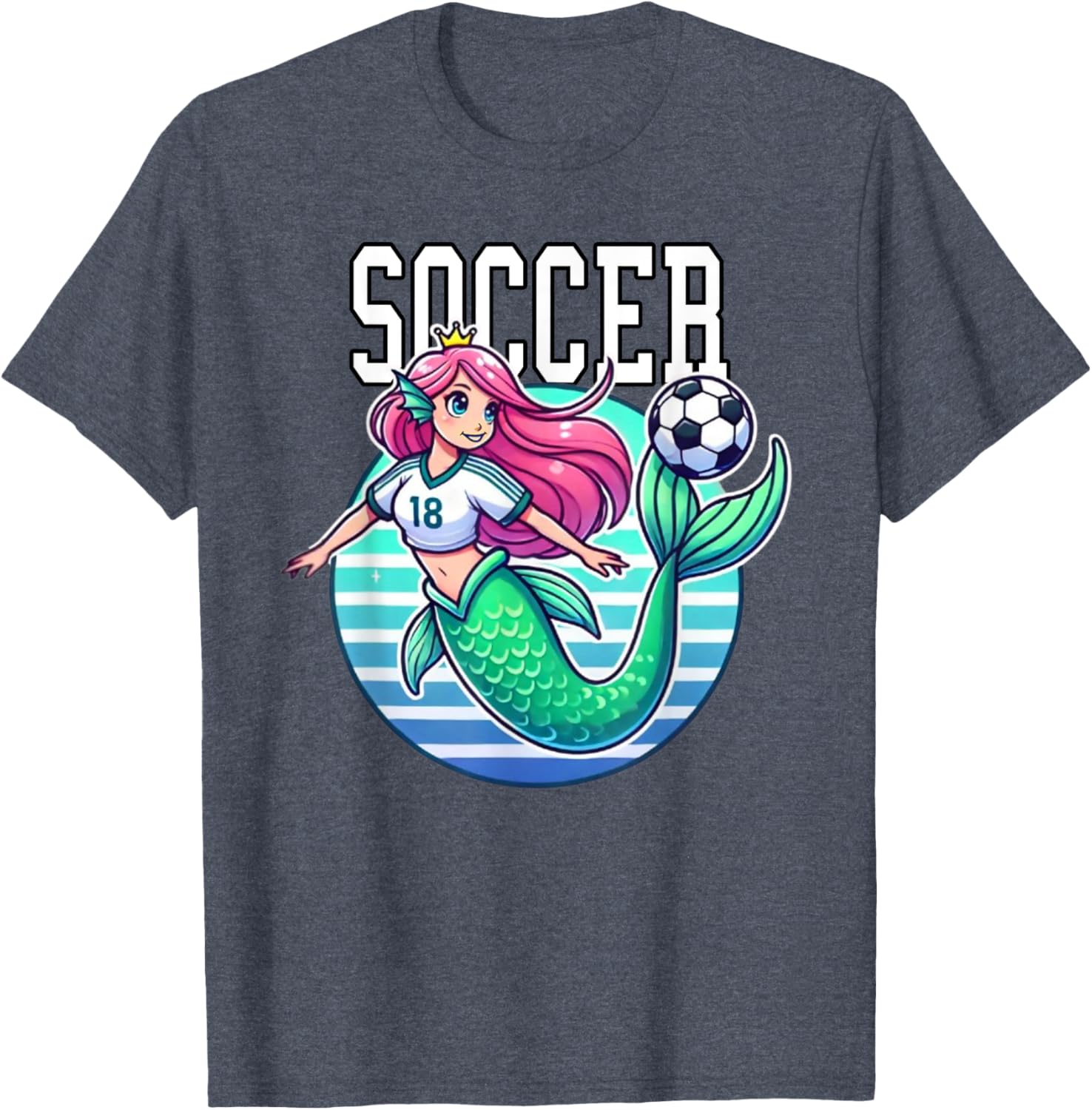 Soccer Mermaid Playing Soccer T-Shirt for Fans of Fun Sports Apparel - 2