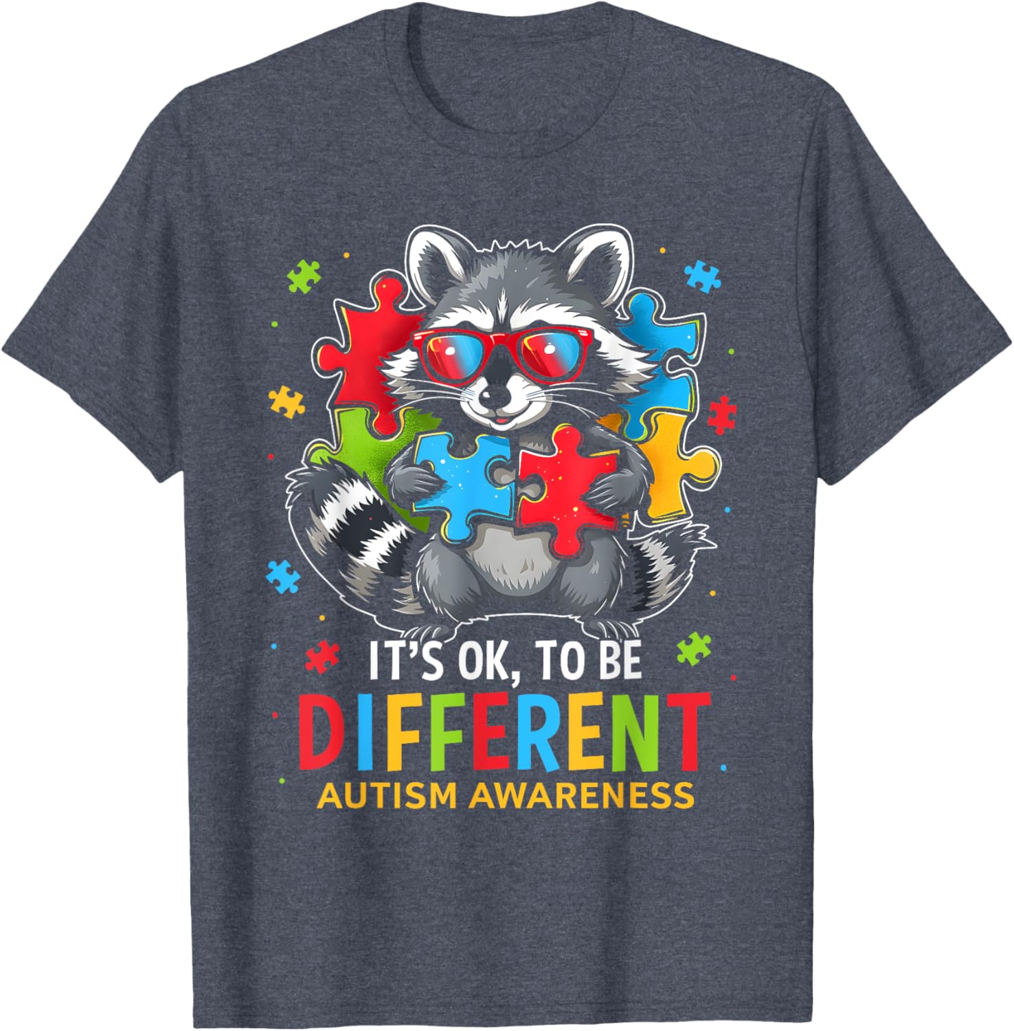 Autistic Raccoon T-Shirt It's Okay to Be Different Autism Awareness Tee - 6