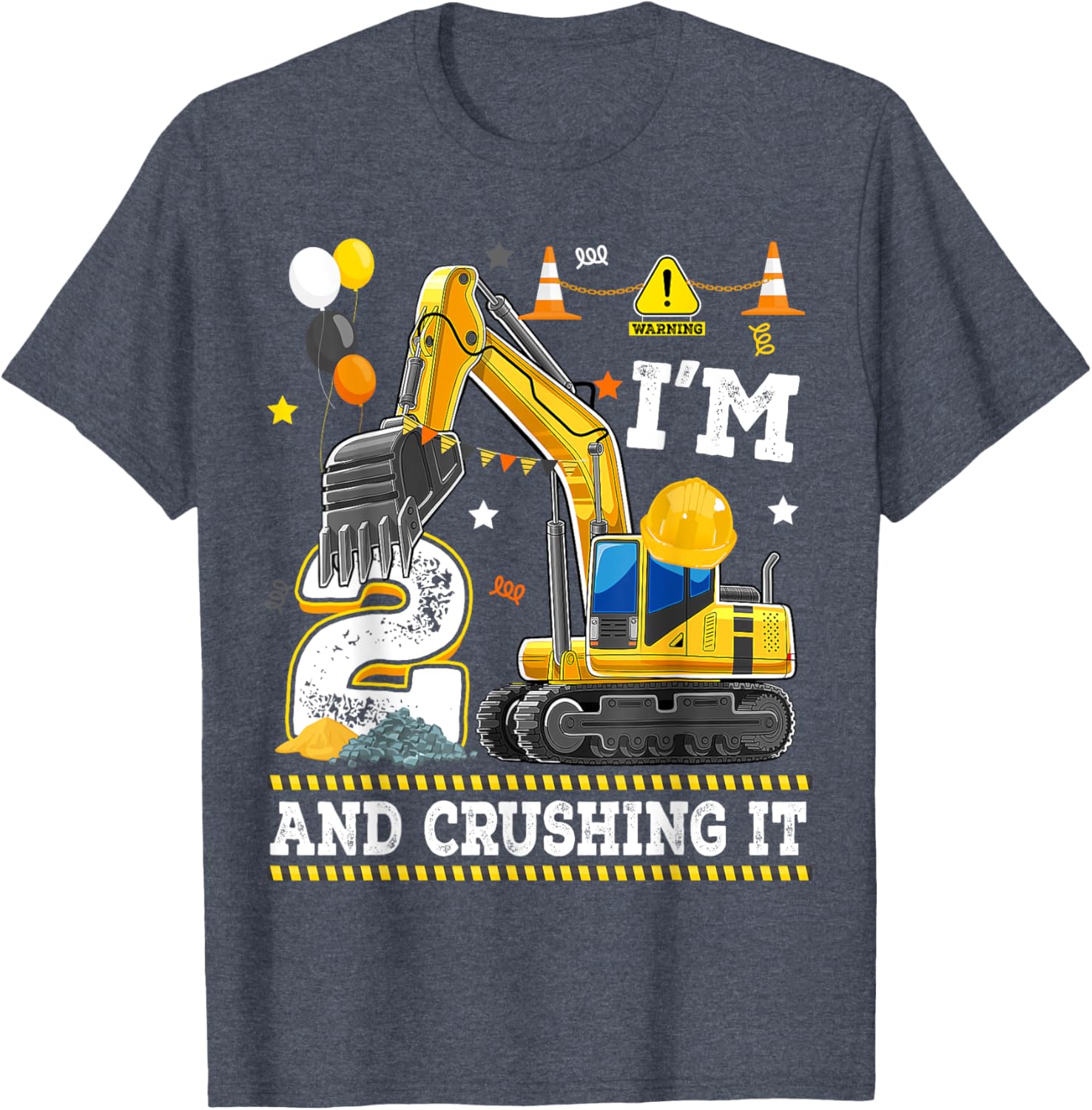 Adorable 2nd Birthday Excavator Digger Builder T-Shirt for Kids - 7