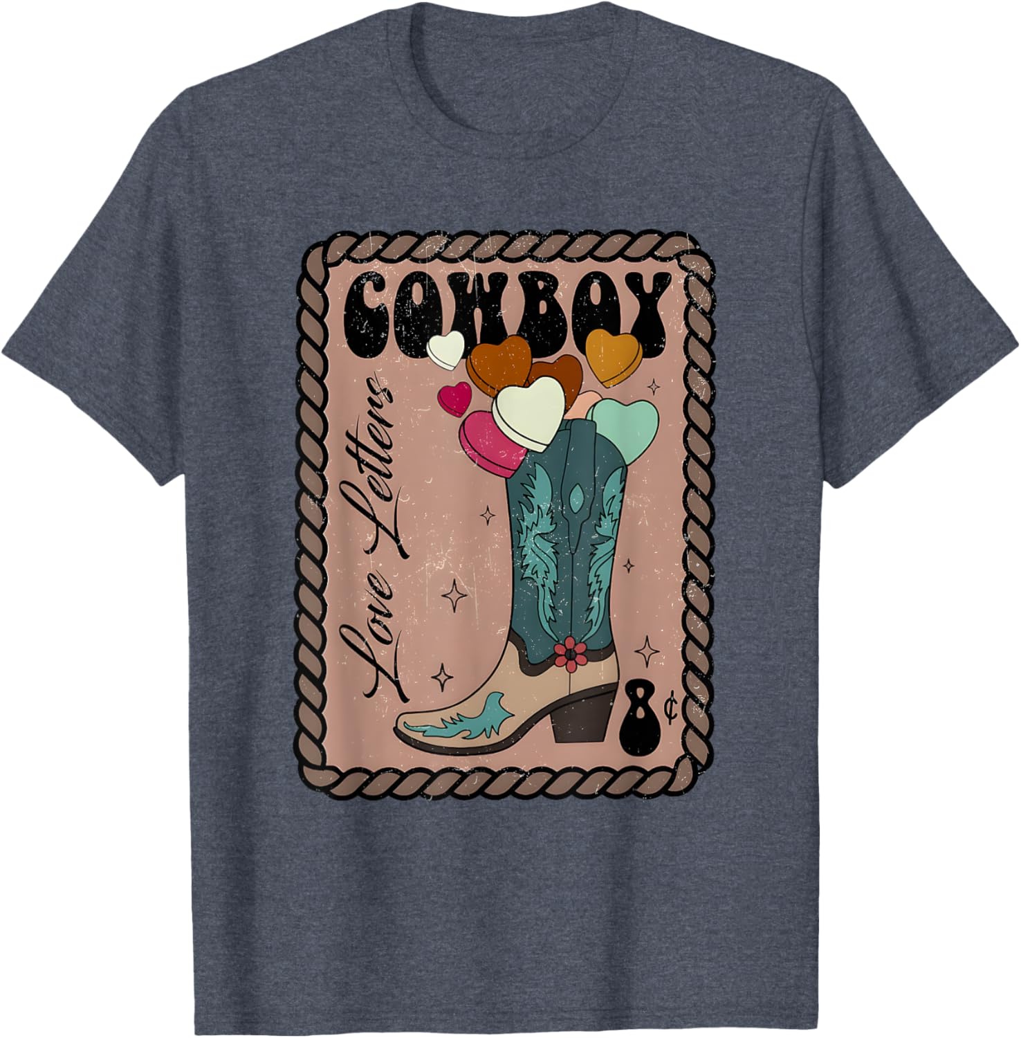 Cute Cowboy Love Letter Retro Valentine T-Shirt for Western Lovers - 24