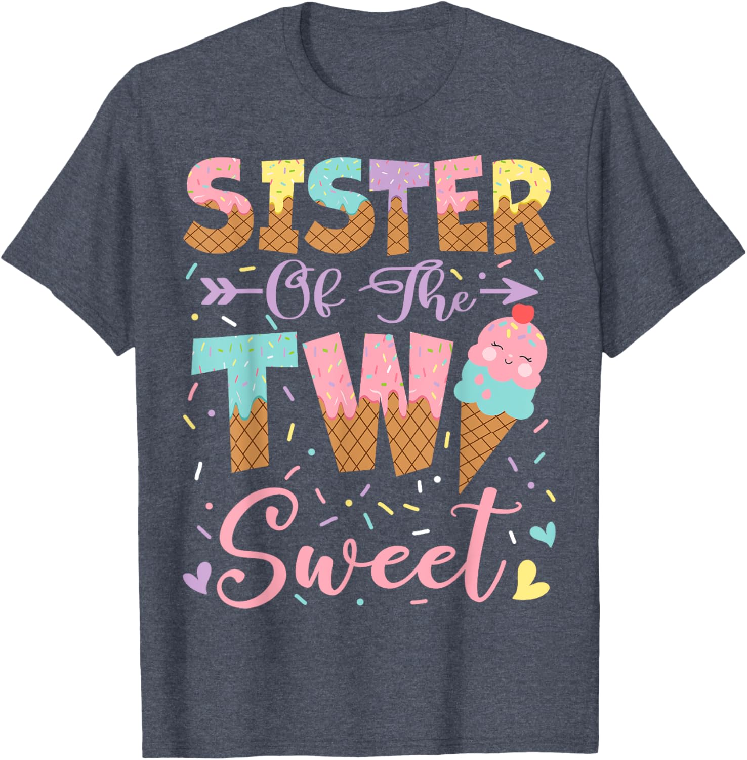 Adorable Sister of the Two Sweet Summer Ice Cream Birthday T-Shirt - 6