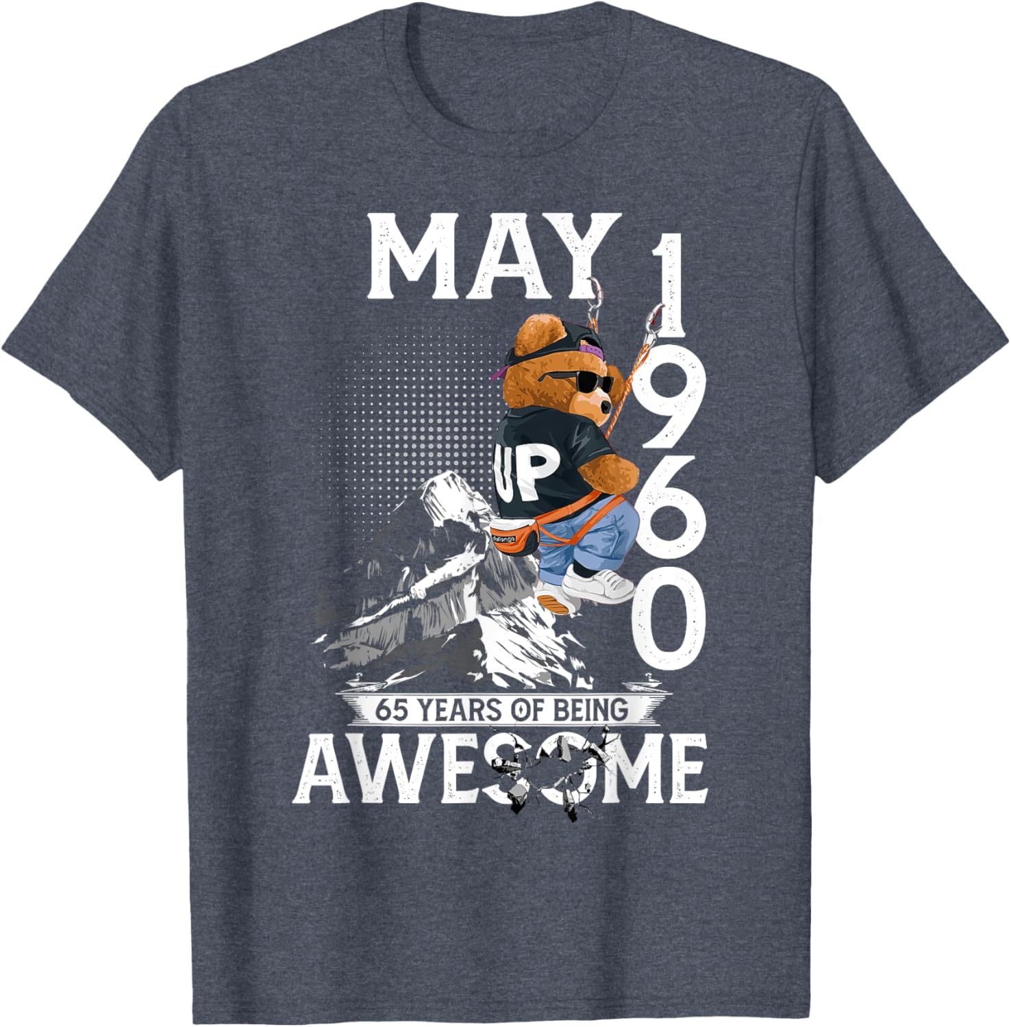 65th Birthday Bear Legends T-Shirt for Men May 1960 Vintage Style - 5