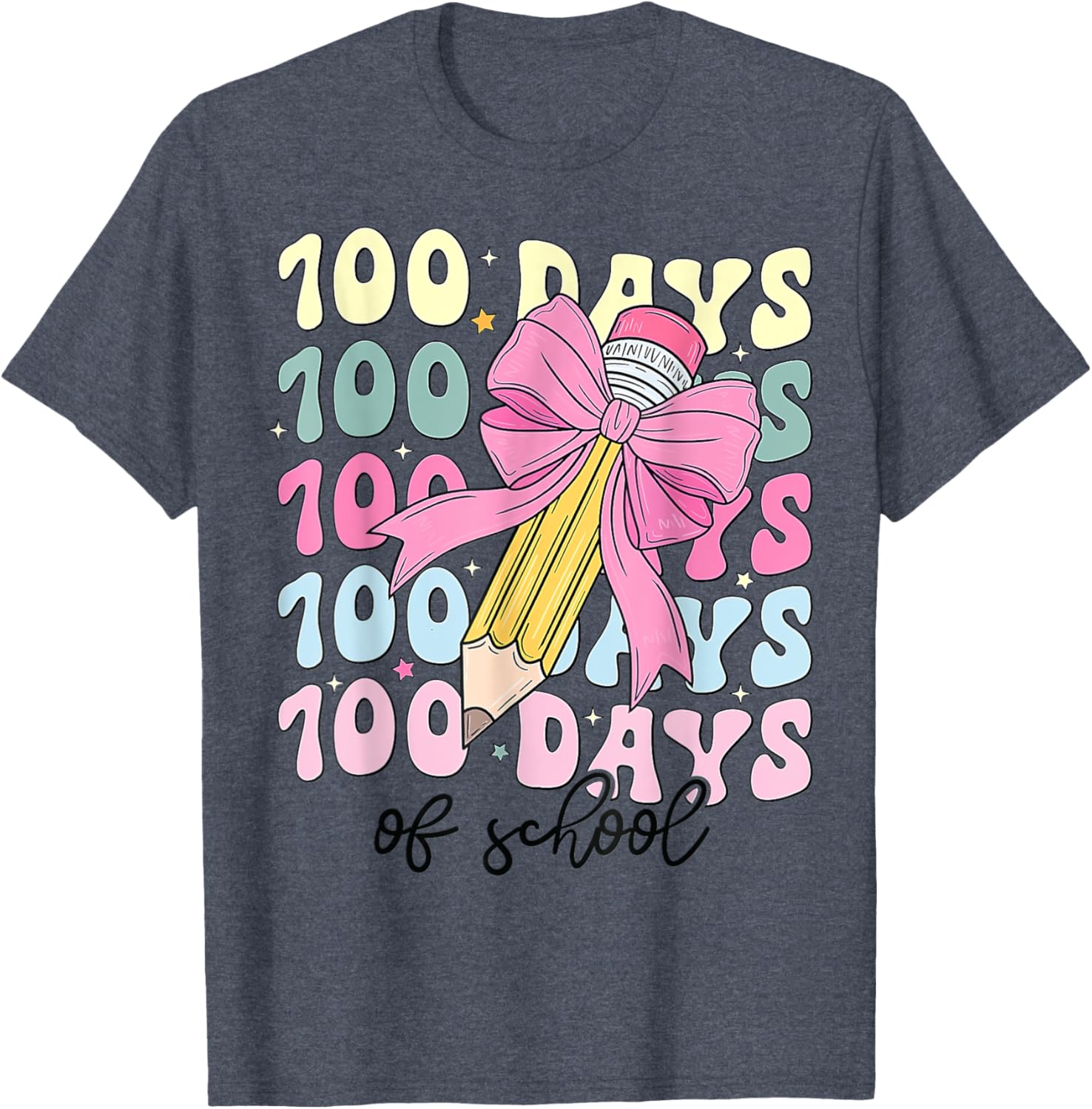 Coquette Bow 100th Day of School T-Shirt for Girls Fun School Celebration - 21