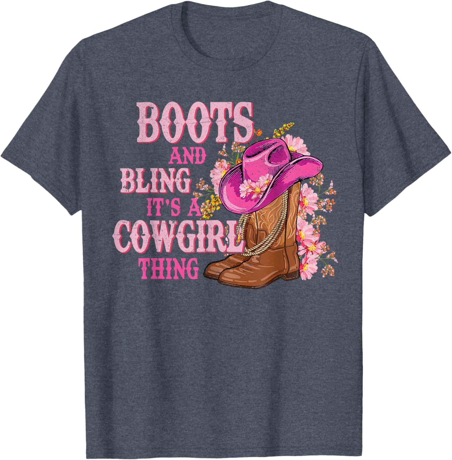 Cowgirl Style Boots and Bling Rodeo Love T-Shirt for Country Girls - 24