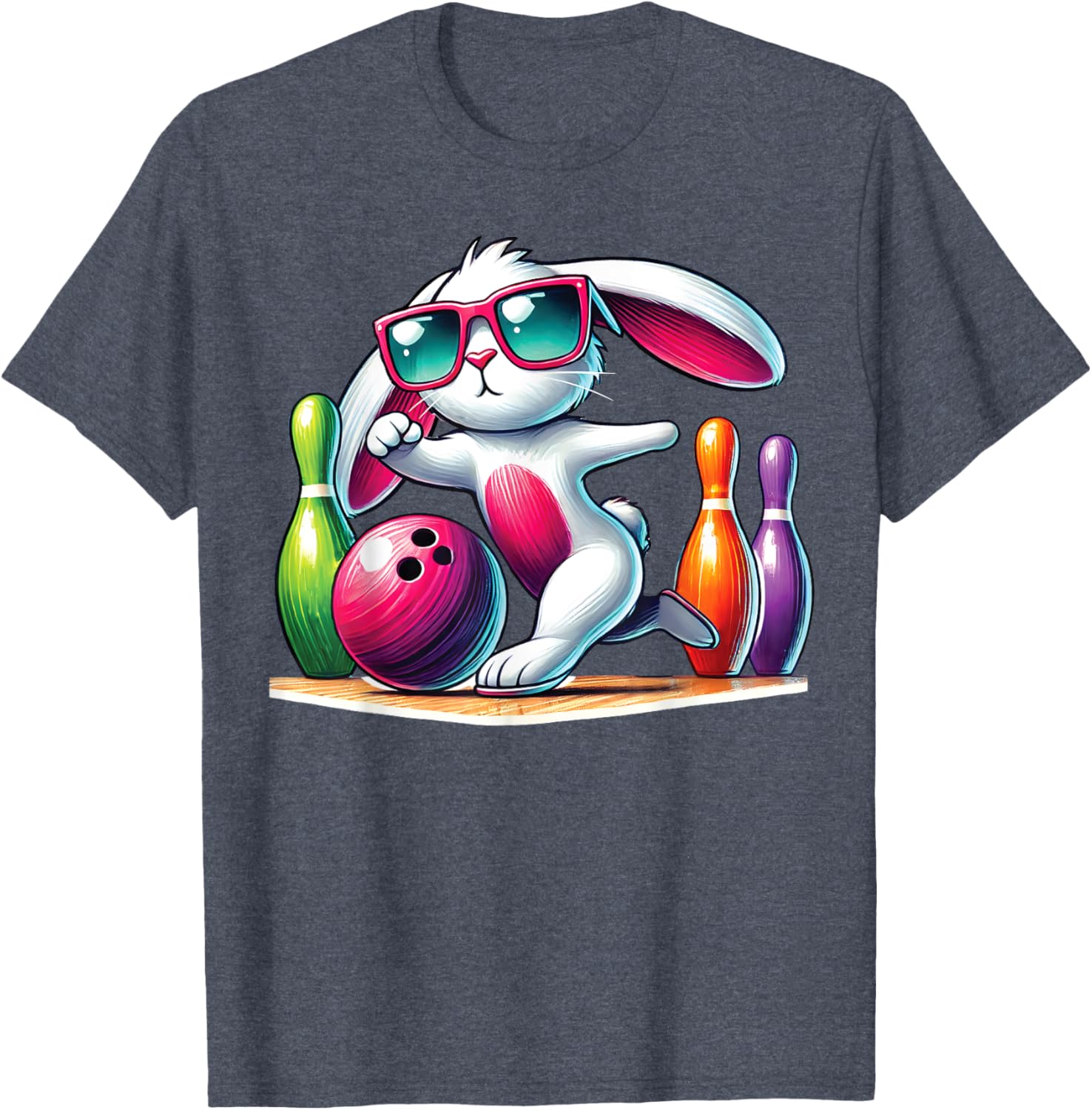 Bunny Ear Easter Bowling T-Shirt for Fun Egg Hunt Celebrations - 17