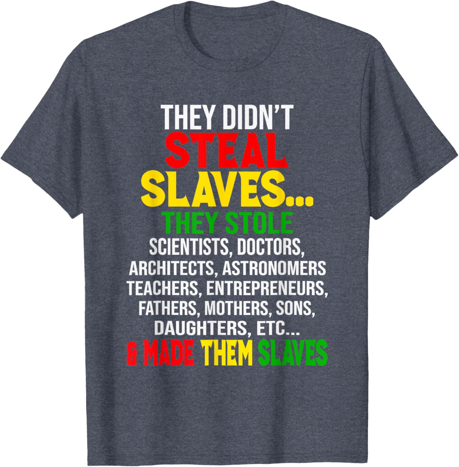 They Didn't Steal Slaves Melanin Black History Month T-Shirt for All - 16