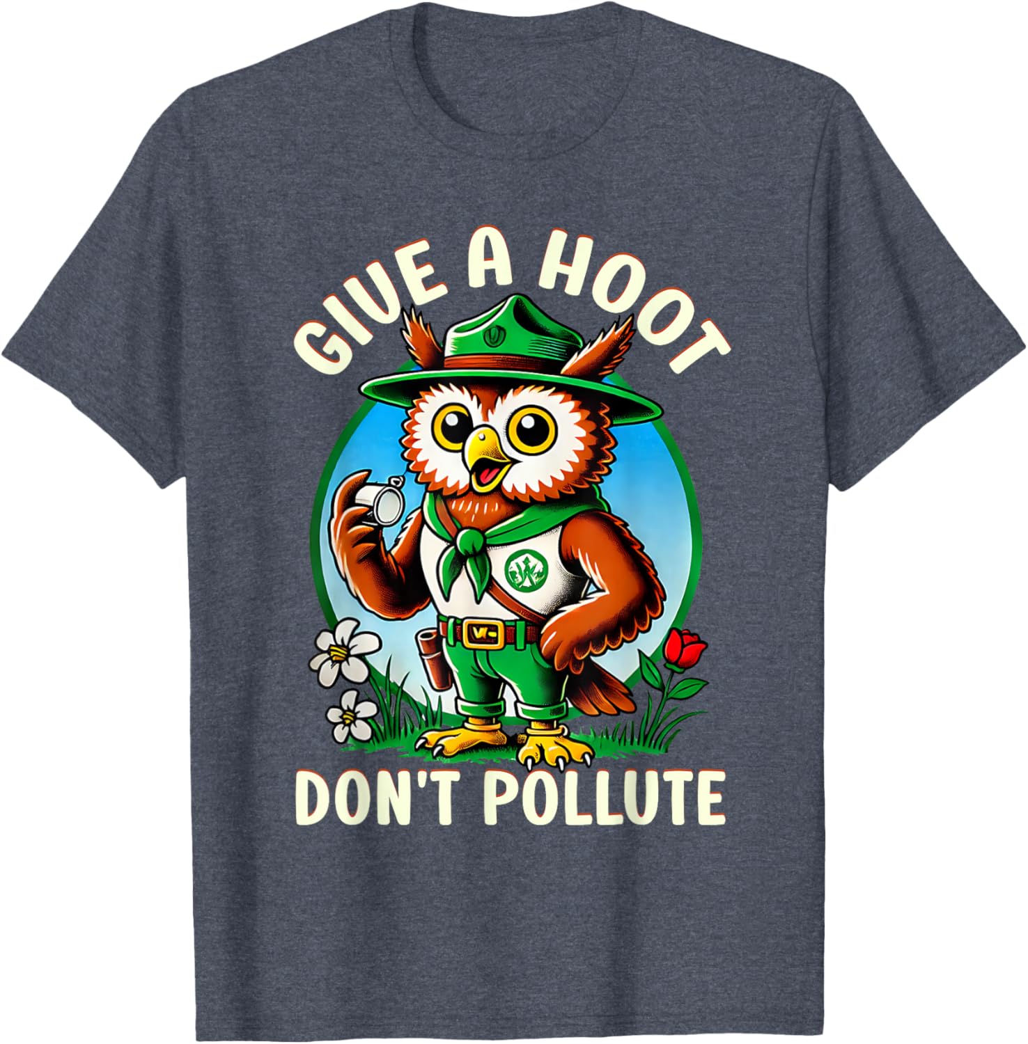 Retro Vintage Owl T-Shirt - Eco-Friendly Give A Hoot Don’t Pollute - 12