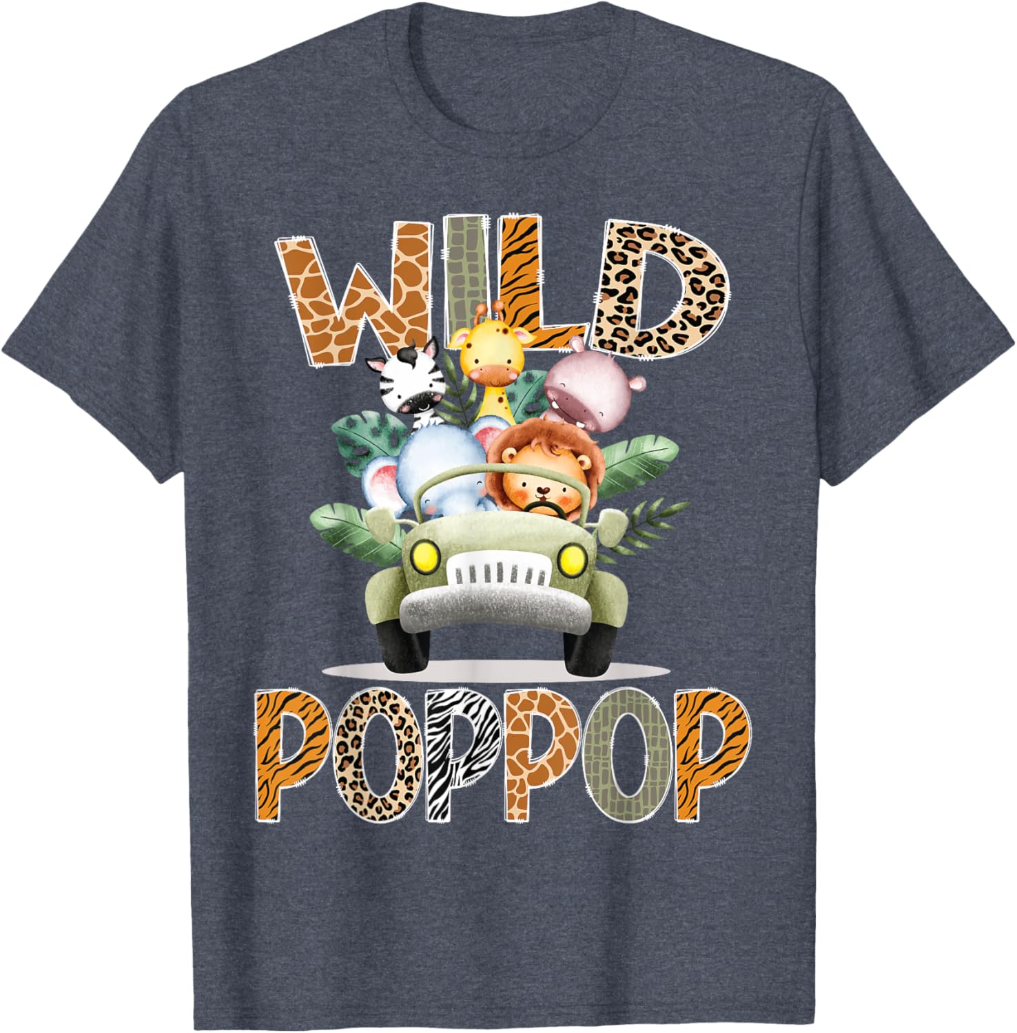Wild PopPop Safari Jungle Animals 1st Birthday Truck T-Shirt for Kids - 5