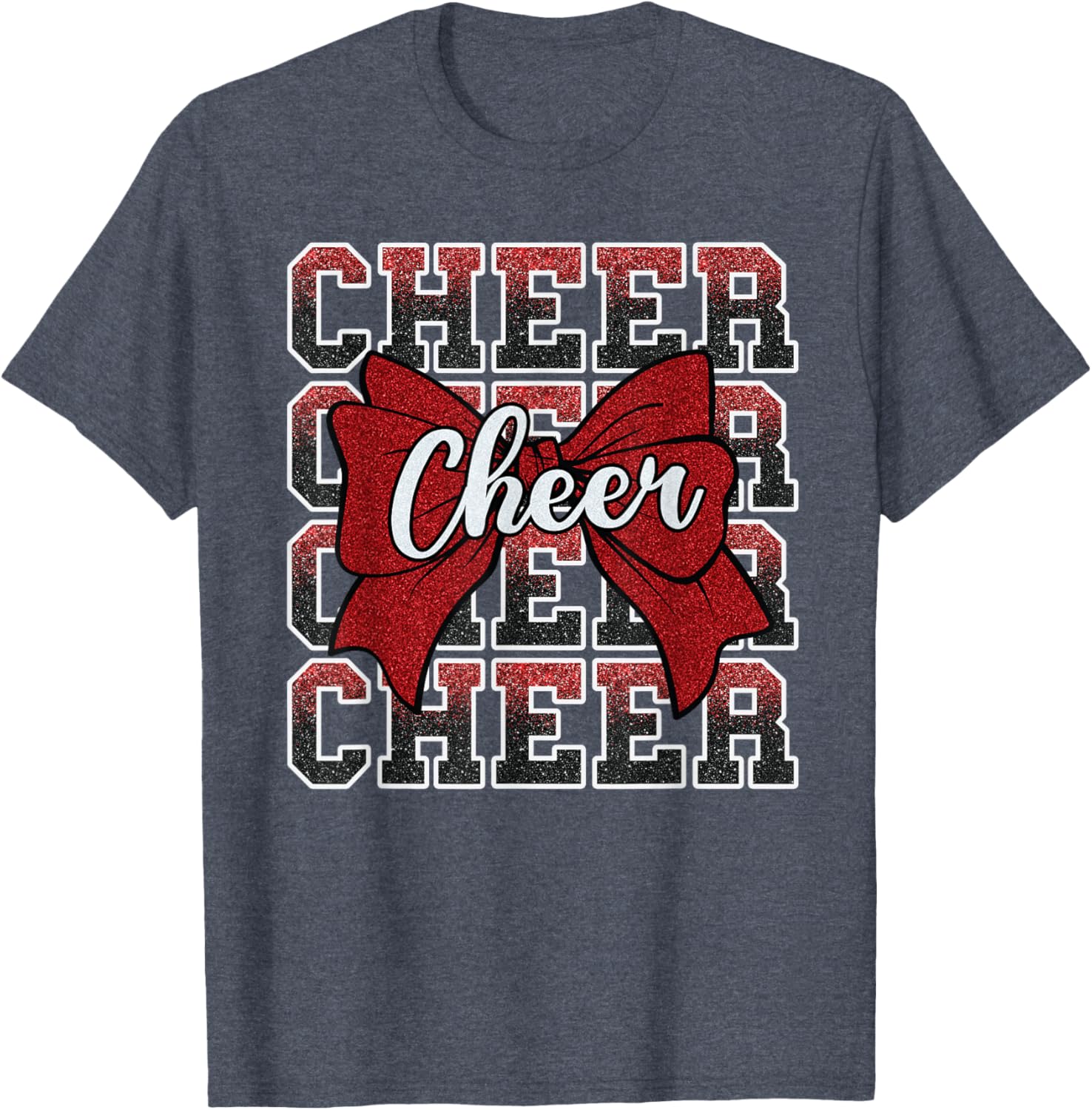Coquette Cheer Bow Funny Sport Cheerleader Red T-Shirt for Cheer Fans - 7